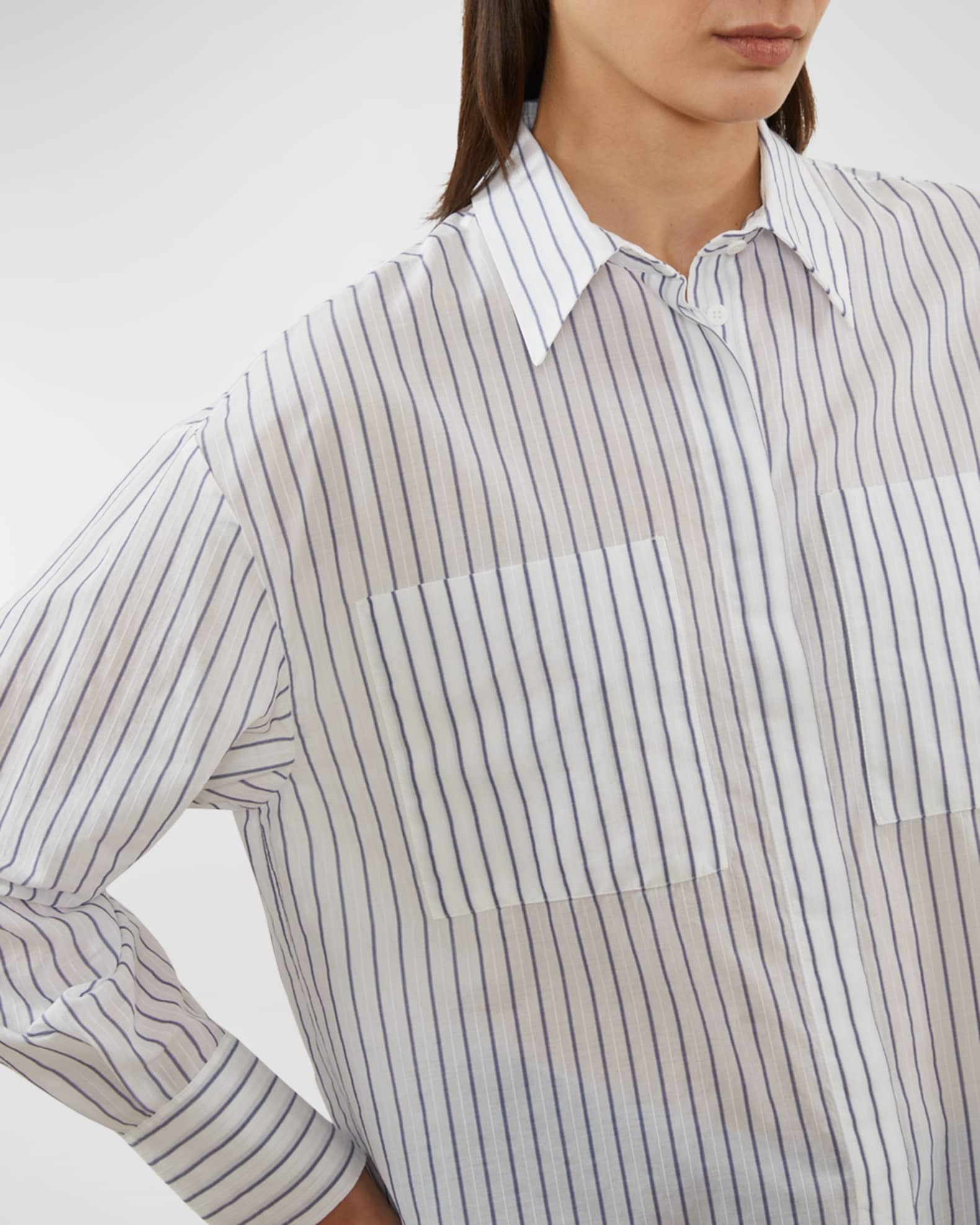 Peserico oversized stripe-print shirt - Grey