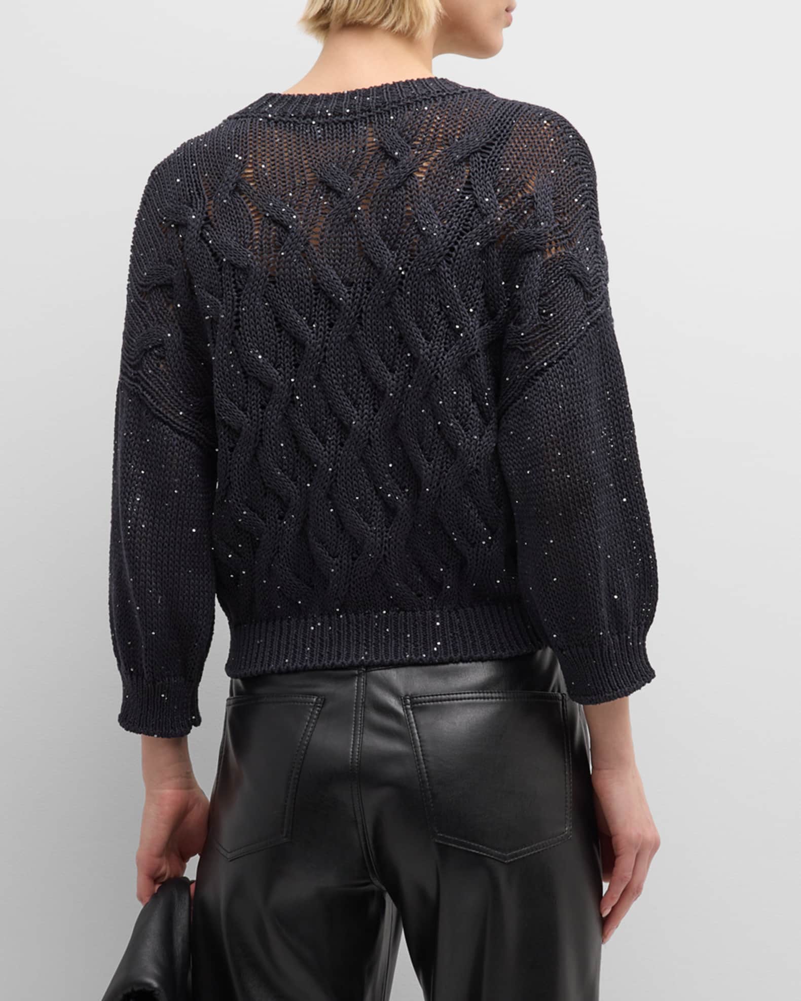 skeleton dance sequin cropped sweater