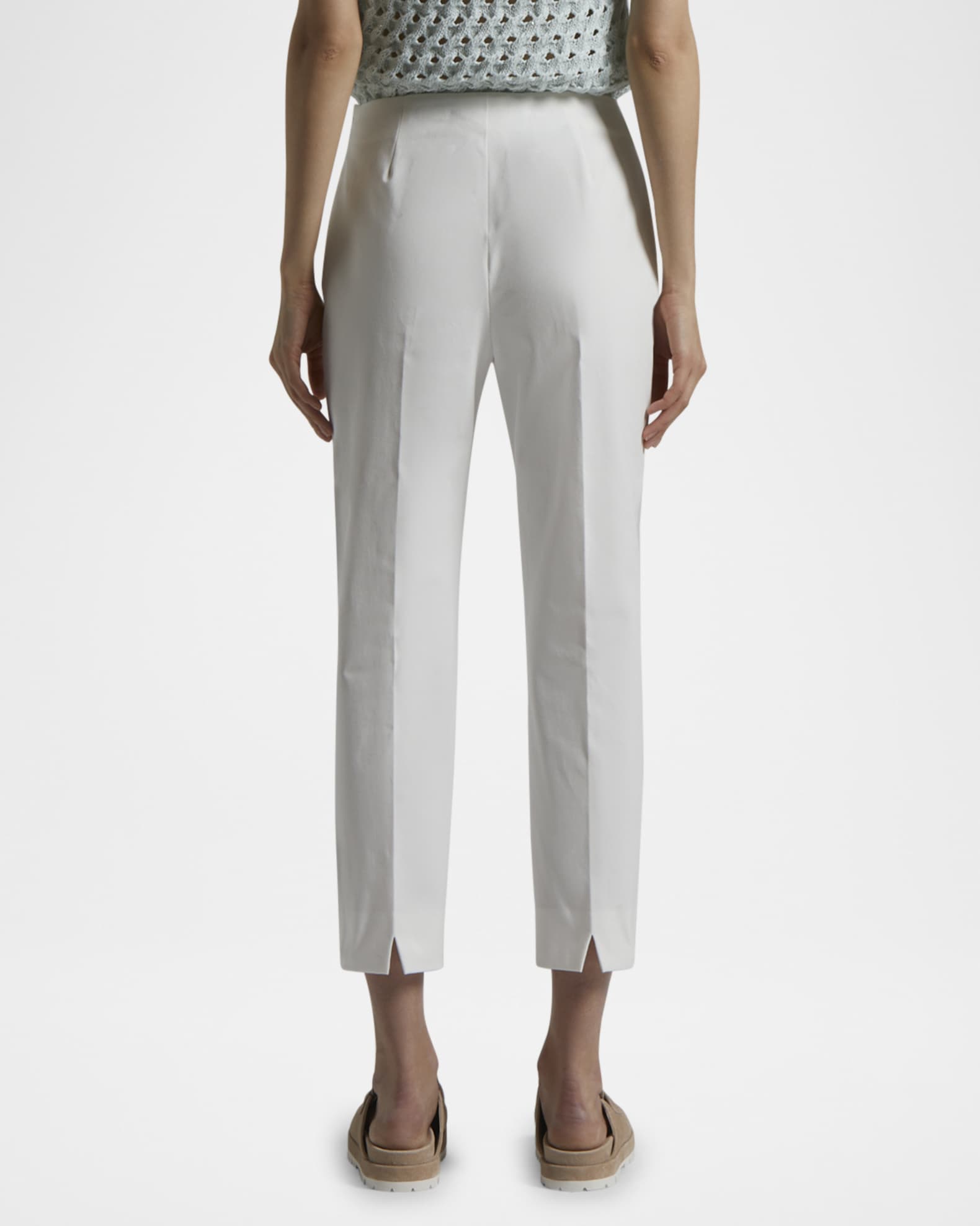 Peserico Cropped Slit-Hem Tapered Pants | Neiman Marcus