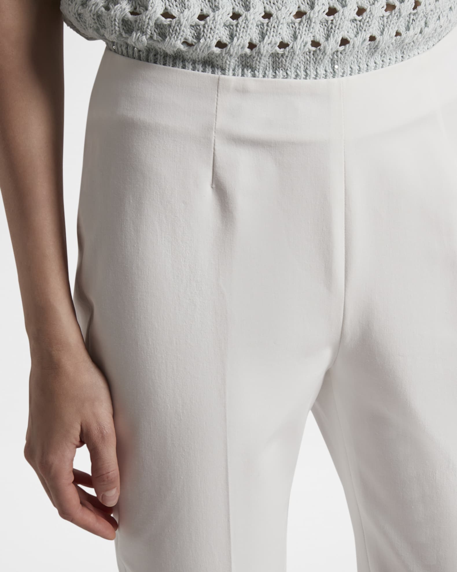 Peserico Cropped Slit-Hem Tapered Pants | Neiman Marcus