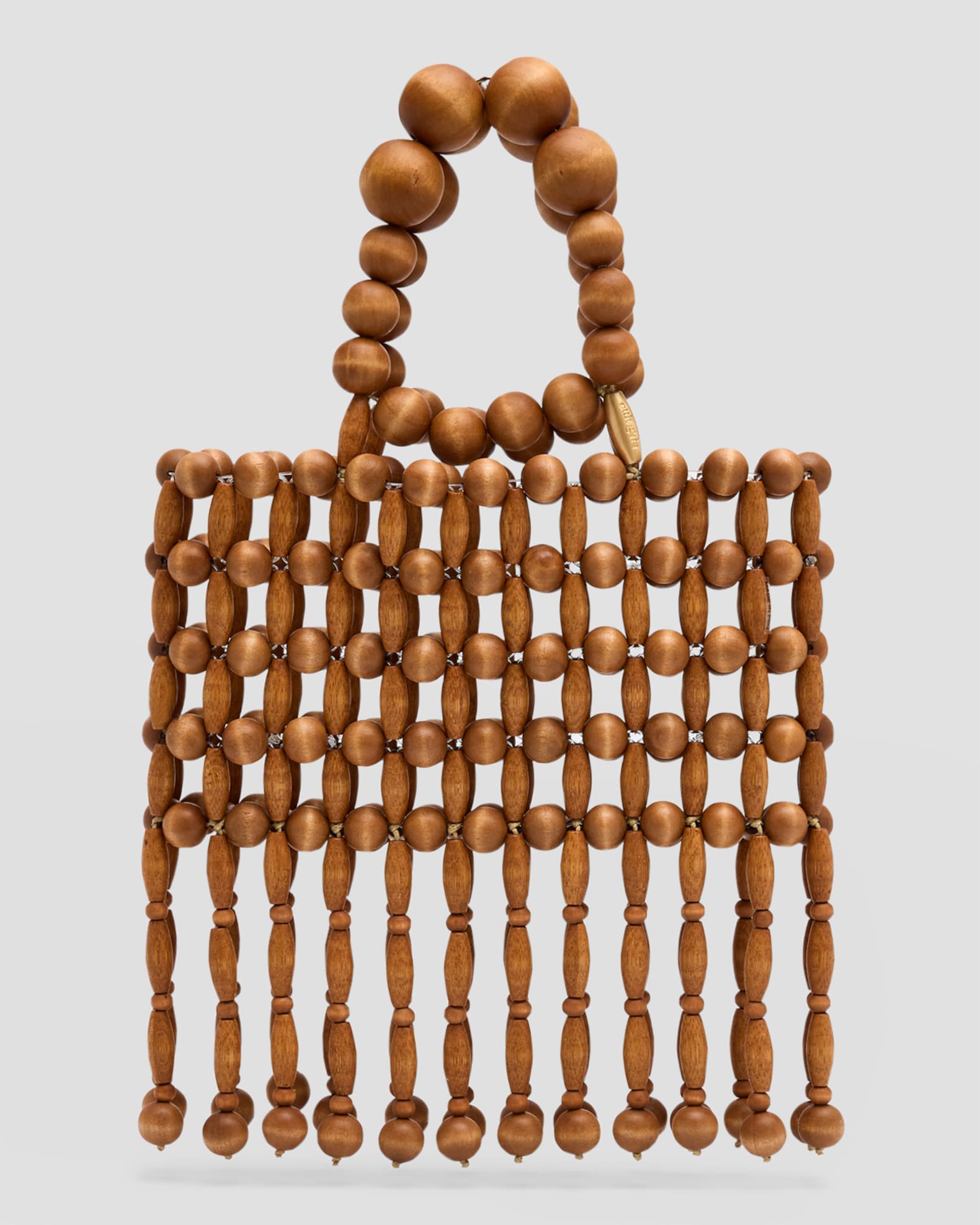 Cult Gaia Clara Fringe Wood Top-Handle Bag