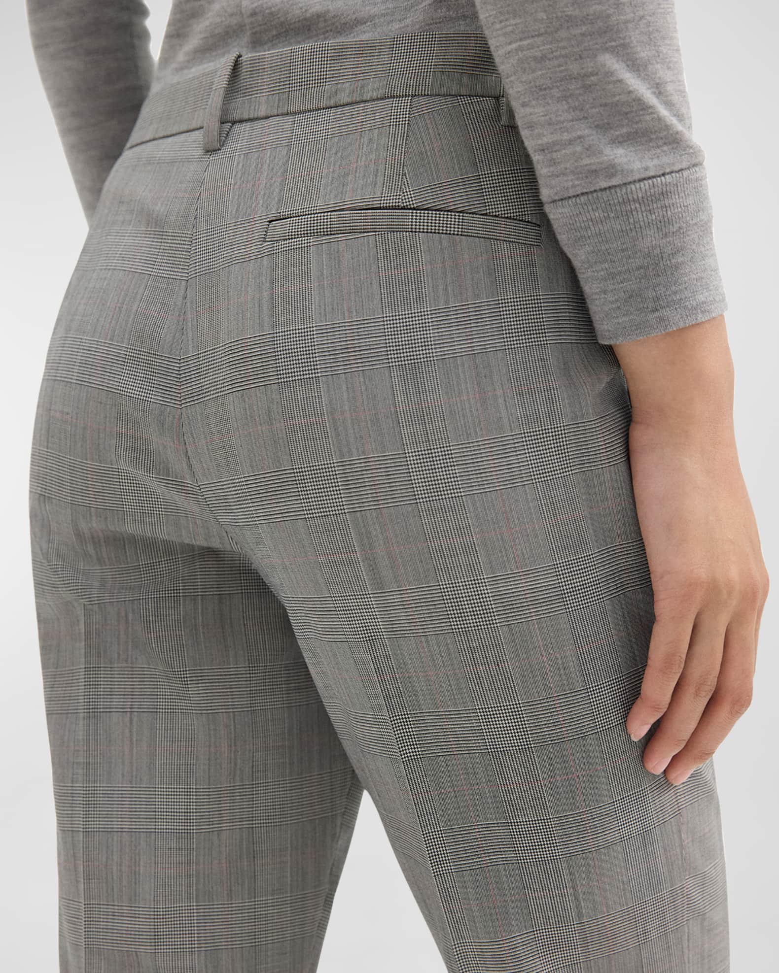 Theory Treeca Wool Plaid Pants Neiman Marcus