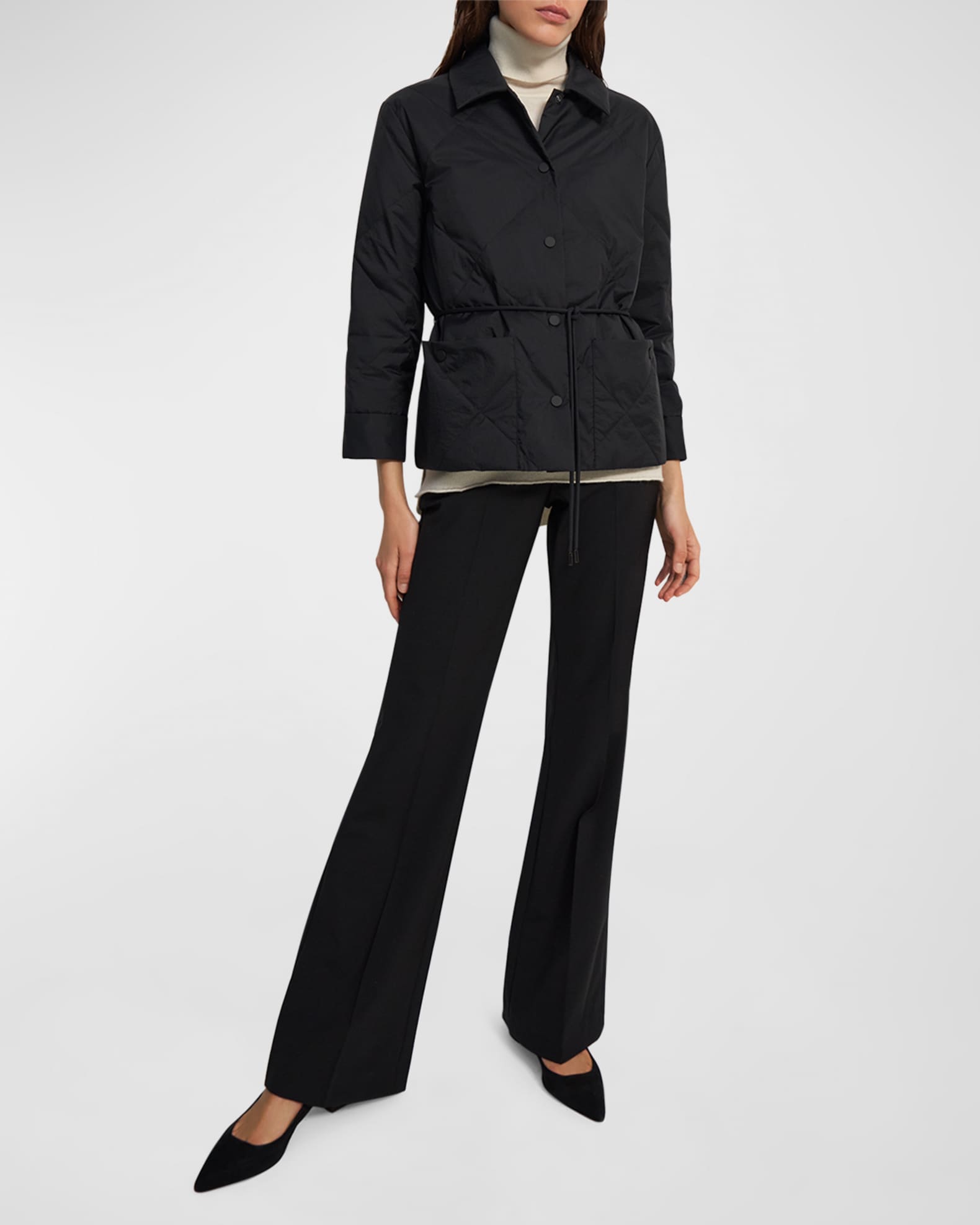 Theory Cropped Quilted Down Jacket Neiman Marcus