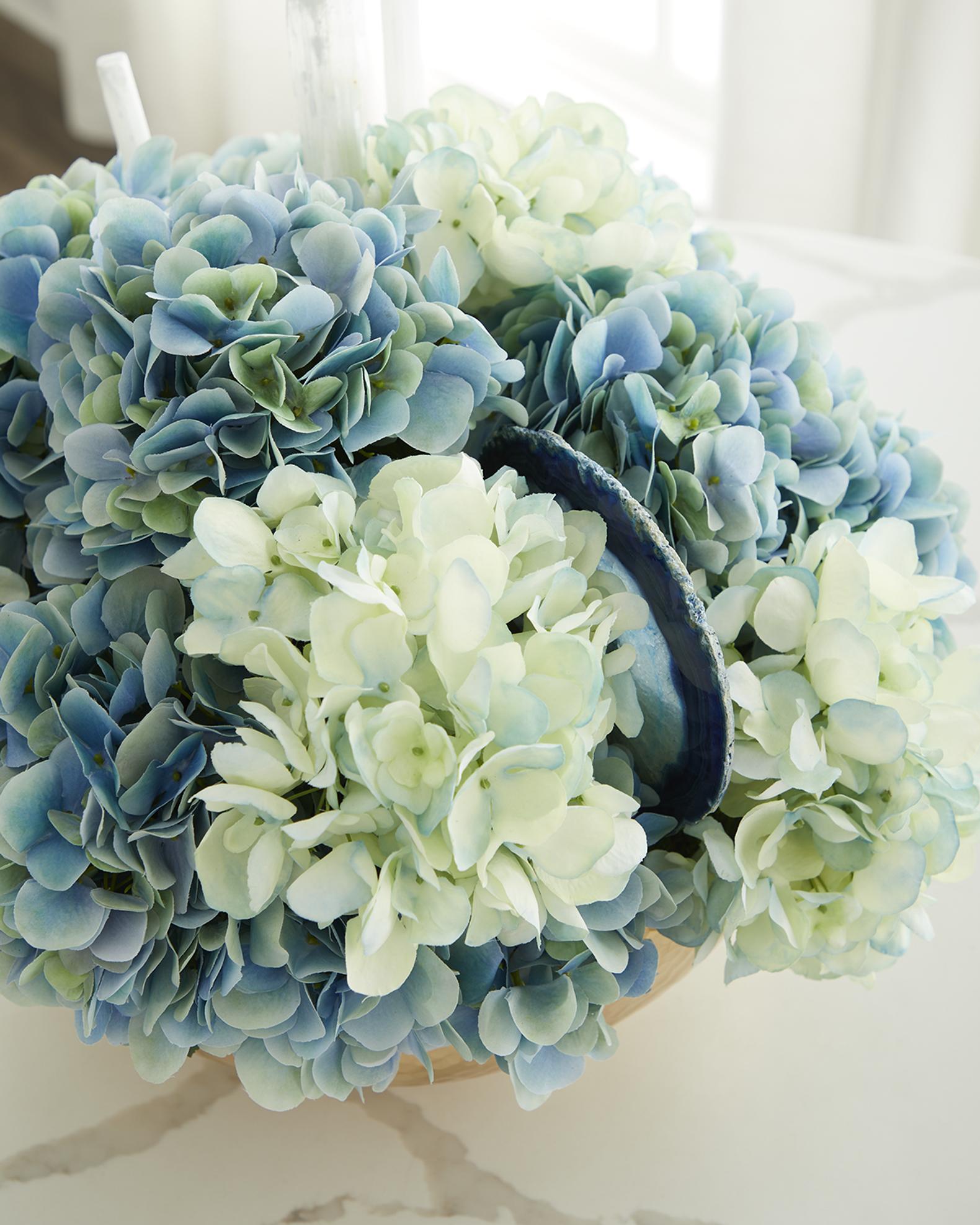 T&C Floral Company Hydrangea Faux Floral Arrangement in Hammered Metal ...