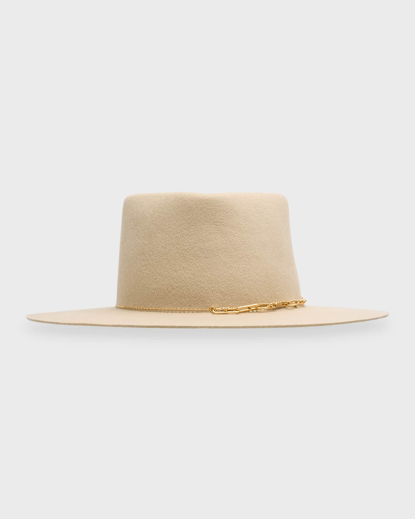 Gucci - Women’s Wide-brimmed Felt Fedora Cowboy Hat - (Beige)