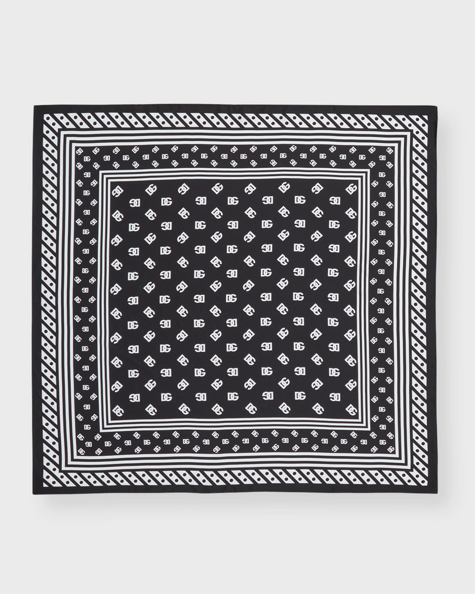 Polka-Dot DG Monogram Silk Twill Square Scarf  0