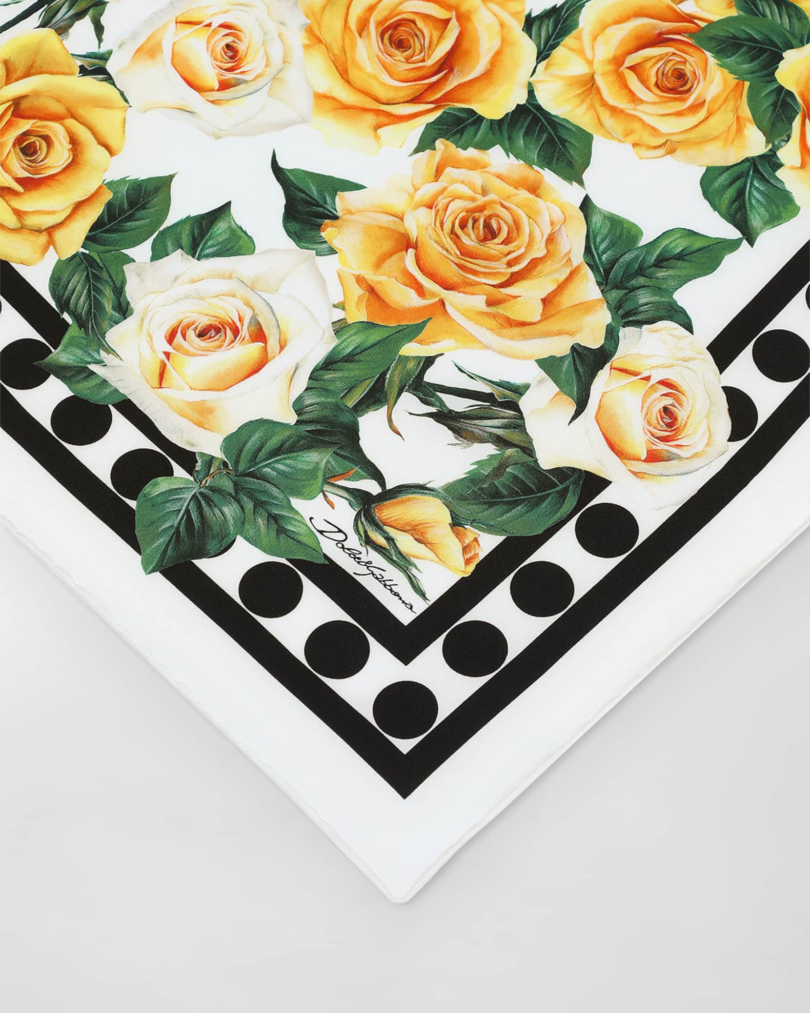 Dolce&Gabbana Rose Print Silk Twill Square Scarf | Neiman Marcus