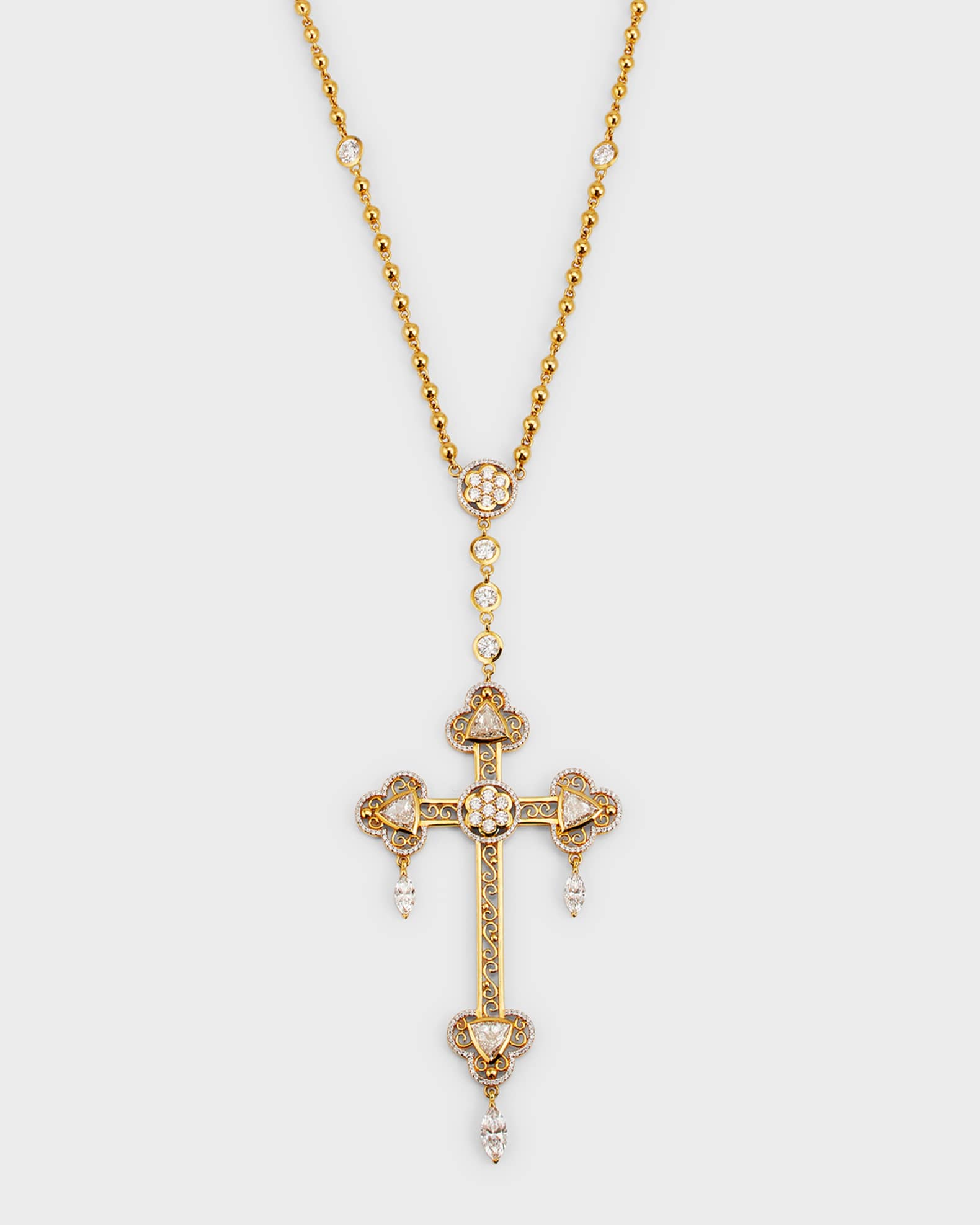 Buddha Mama 20K Yellow Gold Rosary Cross Pendant Necklace Neiman Marcus