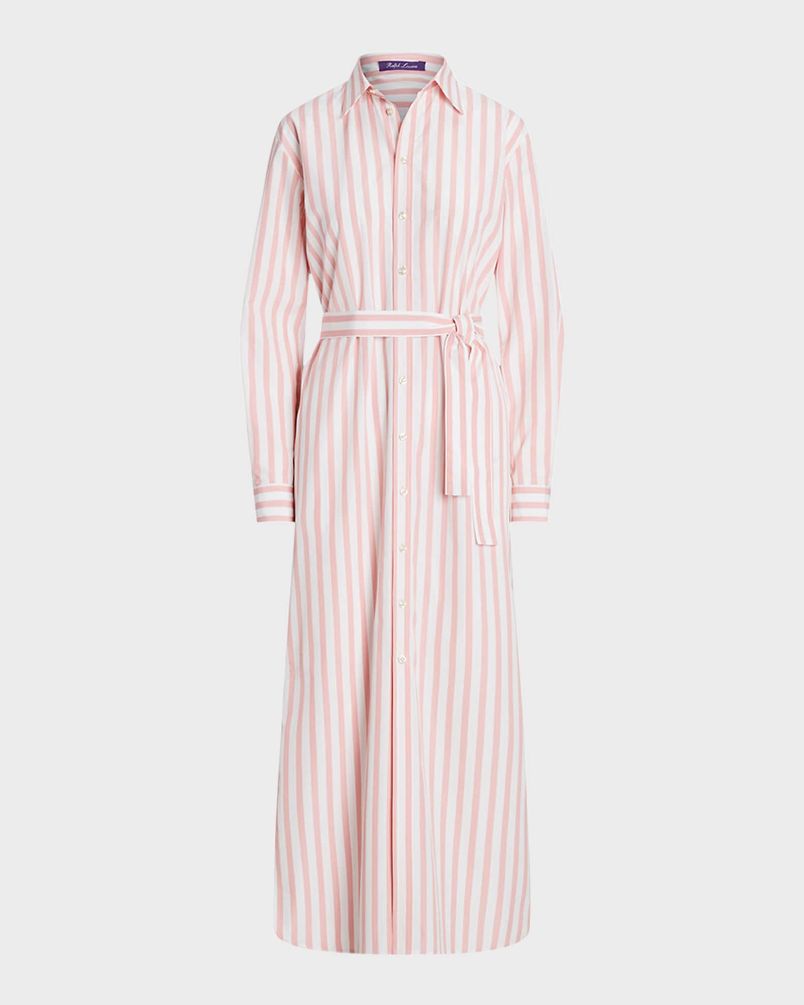 Ralph Lauren Collection Ysabella Umbrella Striped Belted Maxi Shirtdress