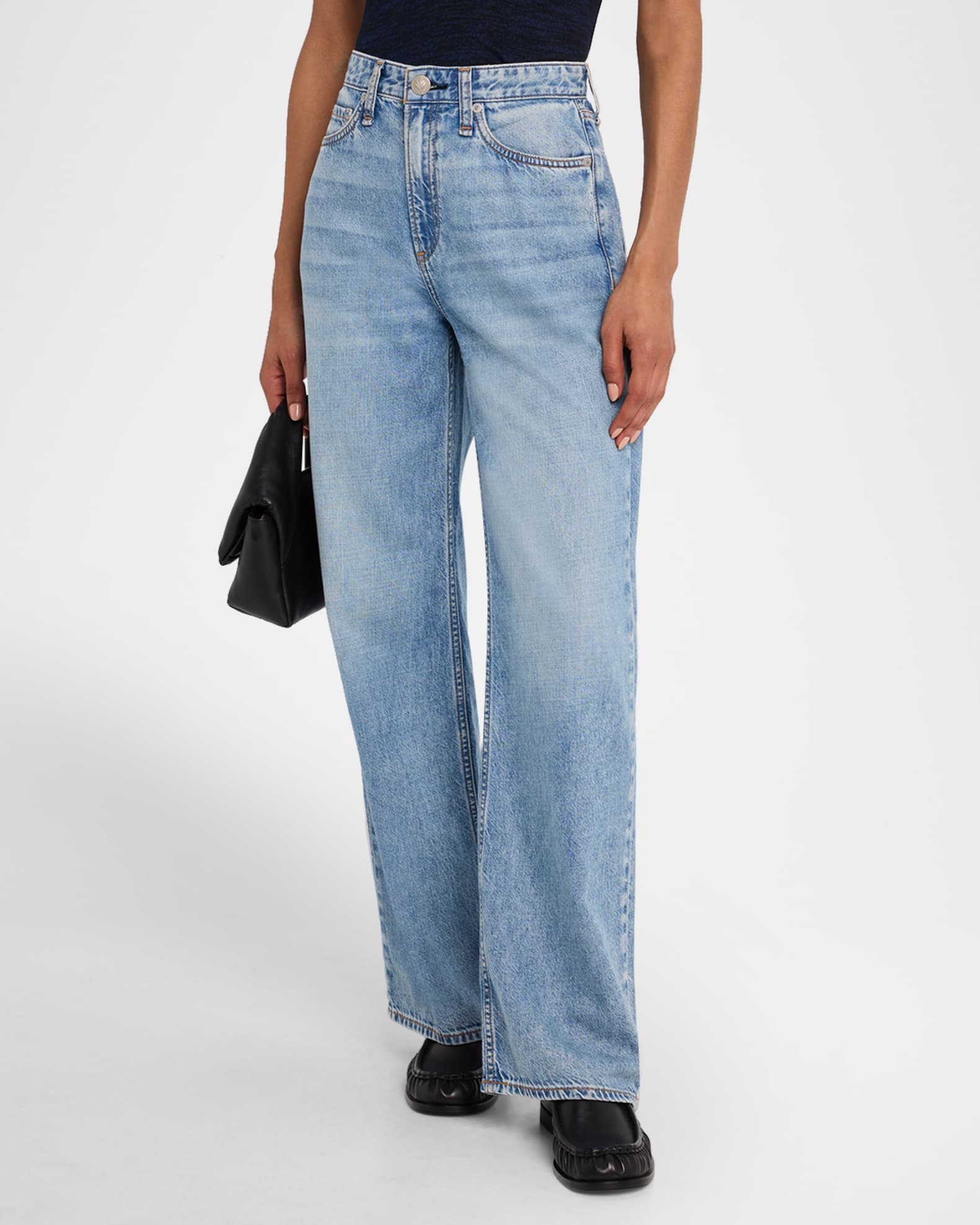 Rag & Bone Featherweight Logan Mid-Rise Wide Relaxed Jeans | Neiman Marcus