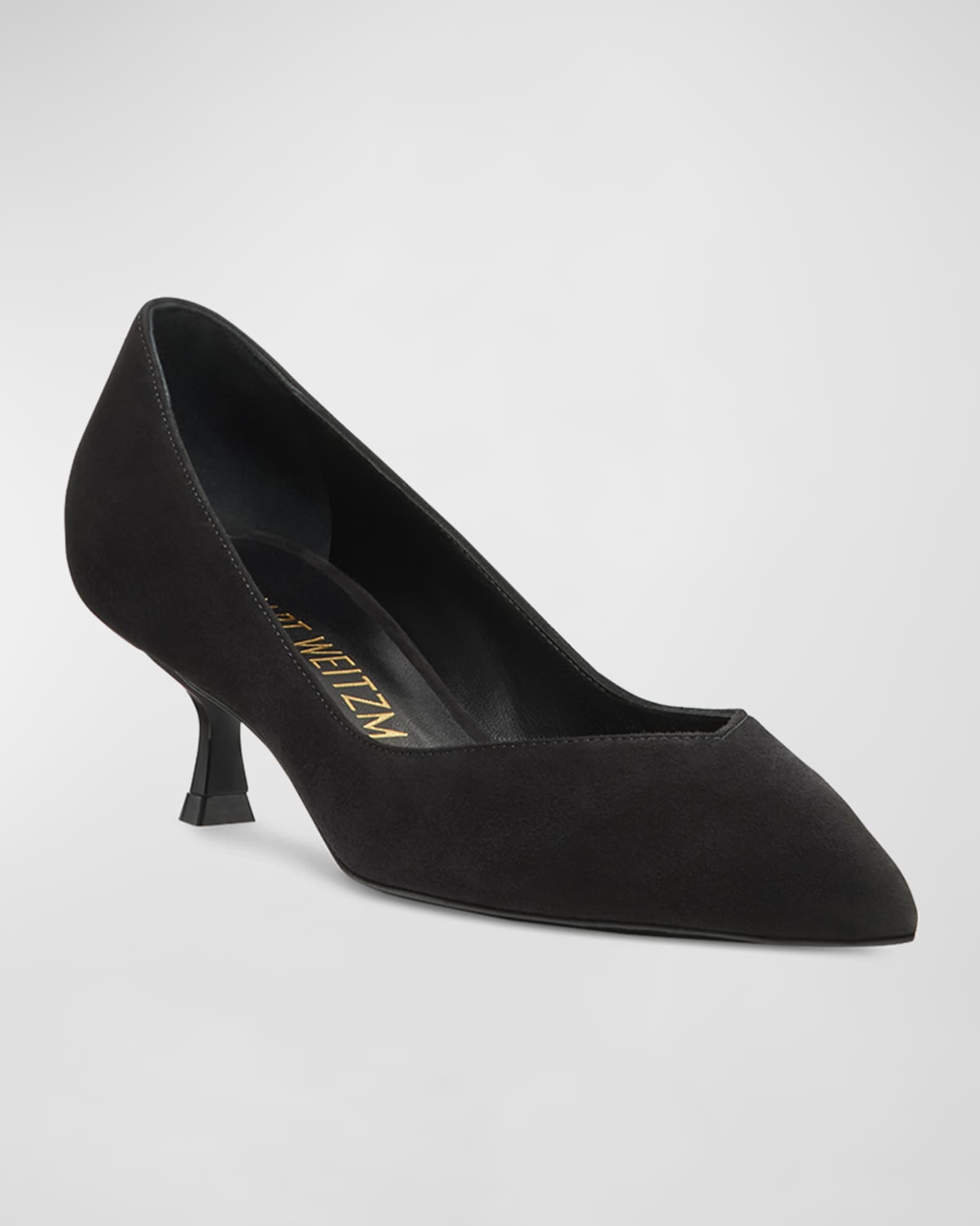 Stuart Weitzman Eva Suede Kitten-Heel Pumps | Neiman Marcus