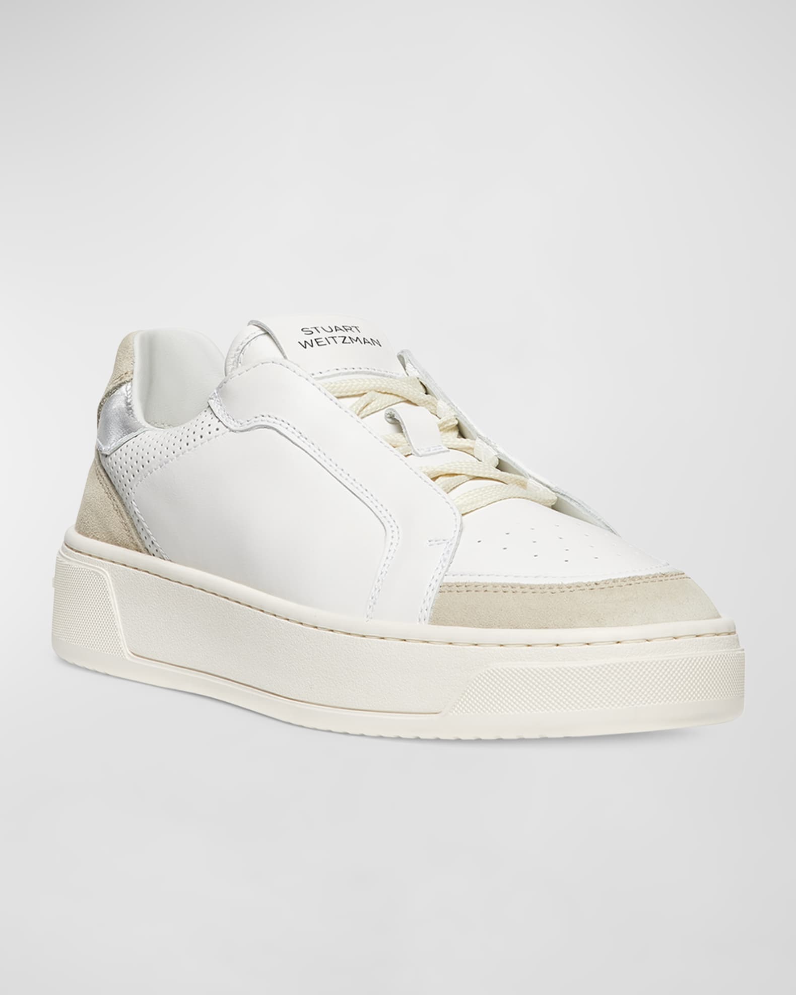 Courtside Mixed Leather Retro Low-Top Sneakers 1