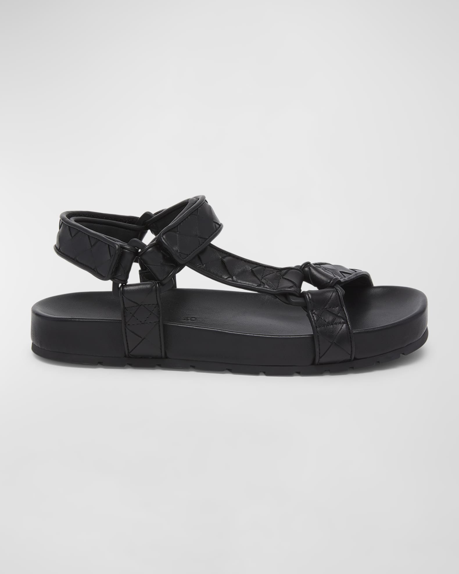 【BOTTEGA VENETA】Trip Sandal in Black Bottega Veneta Trip Woven Leather Sporty Sandals | Neiman Marcus