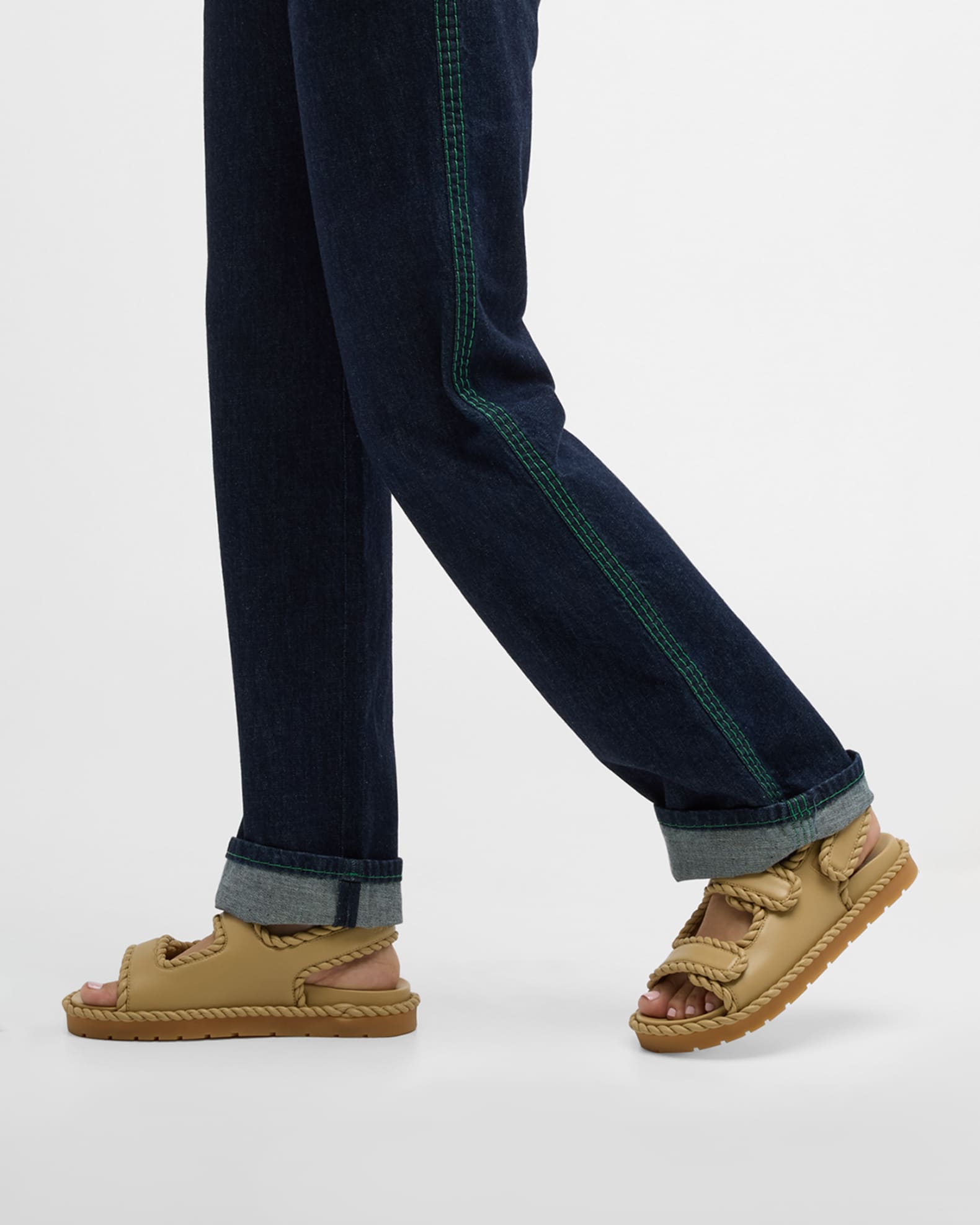 Jack Leather Braid Dual-Band Sandals | Neiman Marcus
