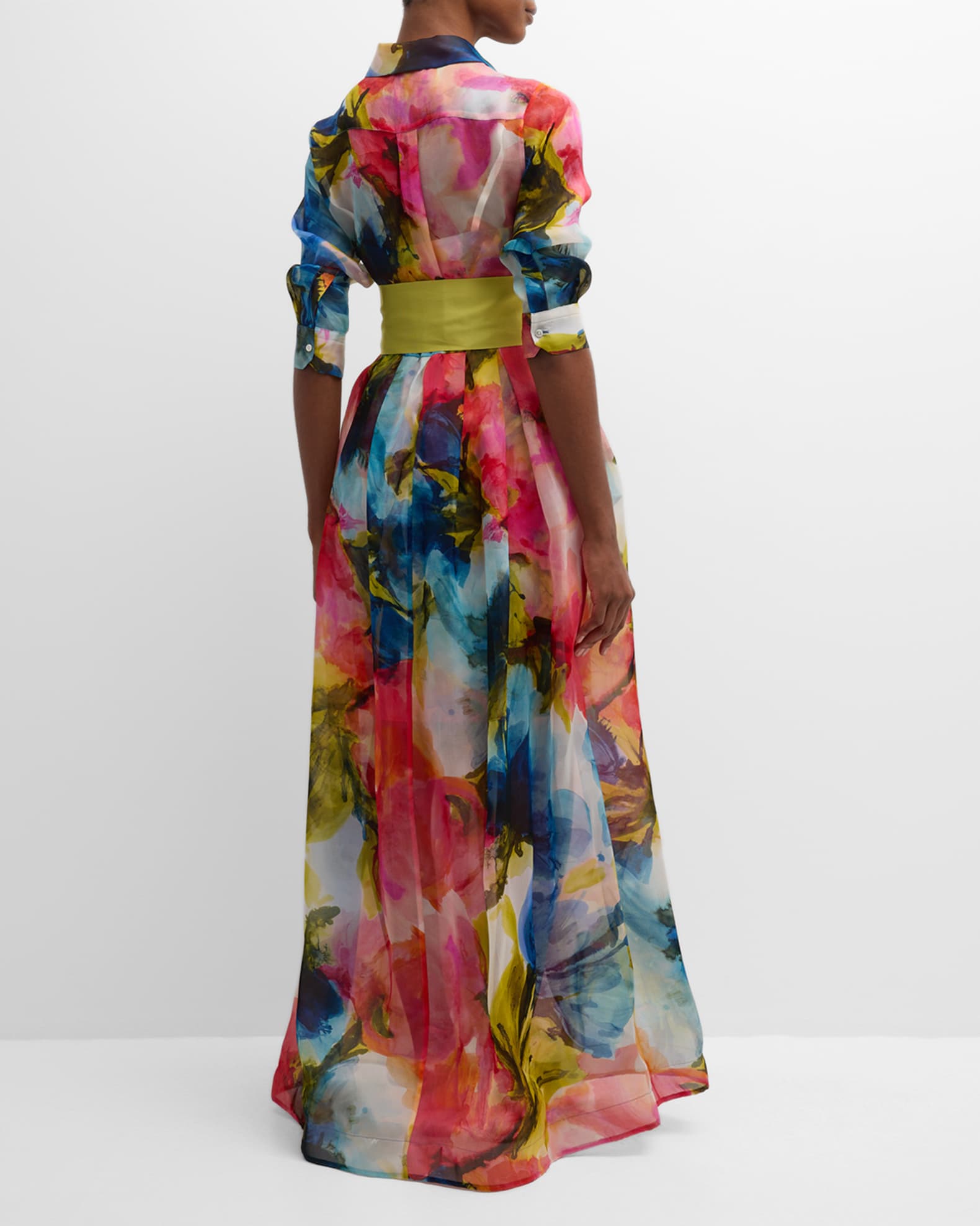 SARA ROKA LIME ROSES PRINT SHIRT DRESS main image 1
