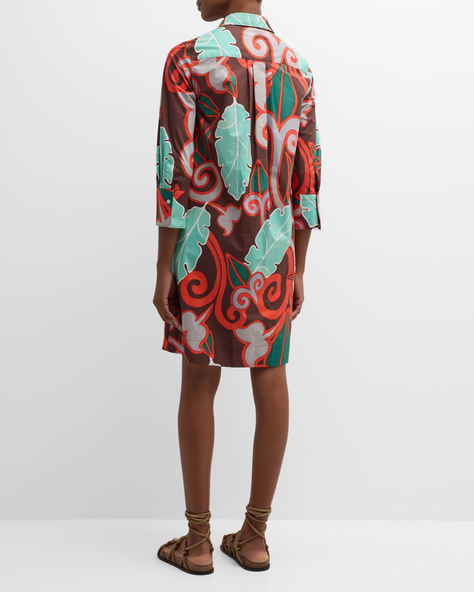 Sara Roka Jackie Botanical-Print Midi Shift Dress | Neiman Marcus