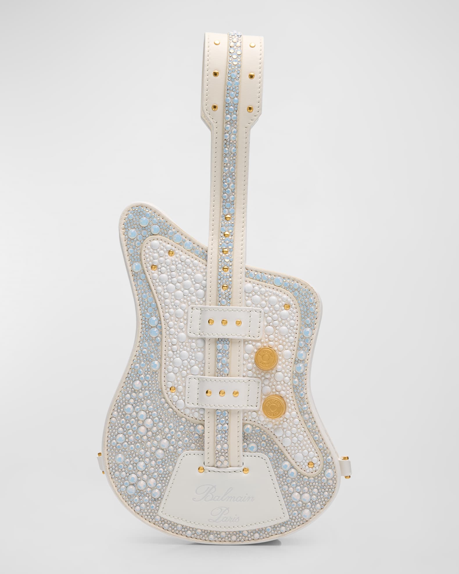 Balmain Guitar Clutch Bag in Suede and Leather with Strass Neiman Marcus