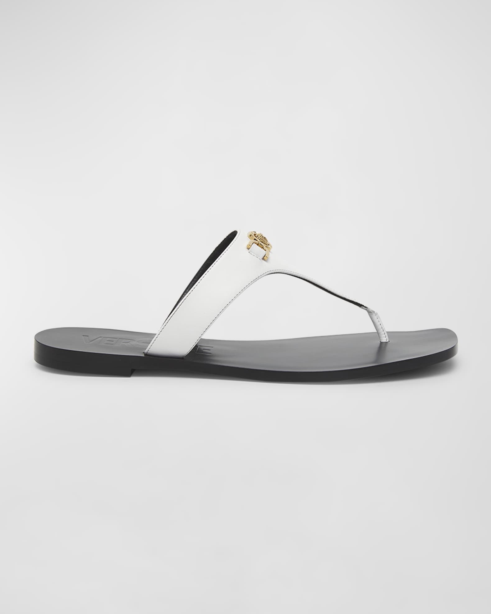 Medusa leather thong sandals in black - Versace