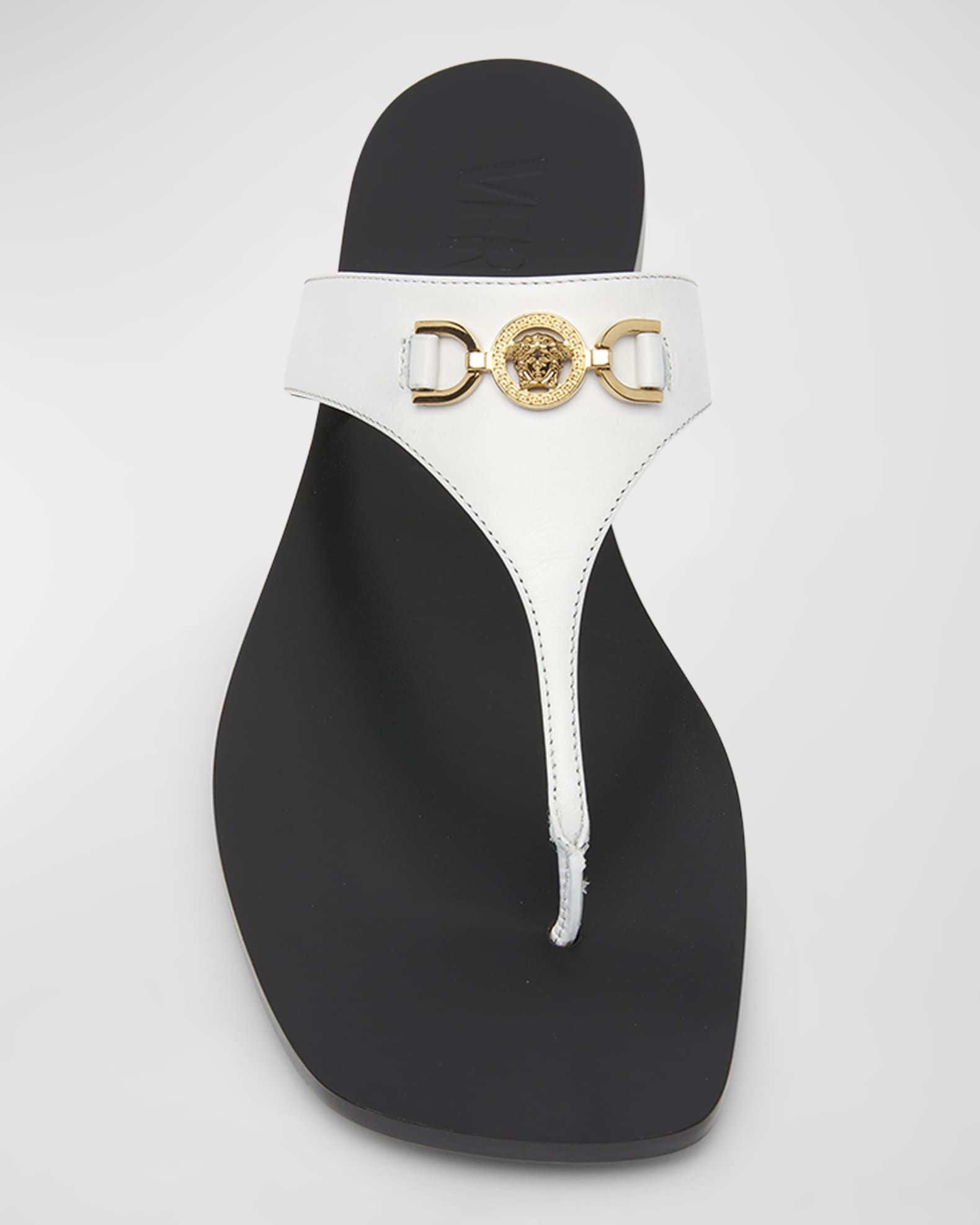 Medusa Leather Flat Thong Sandals