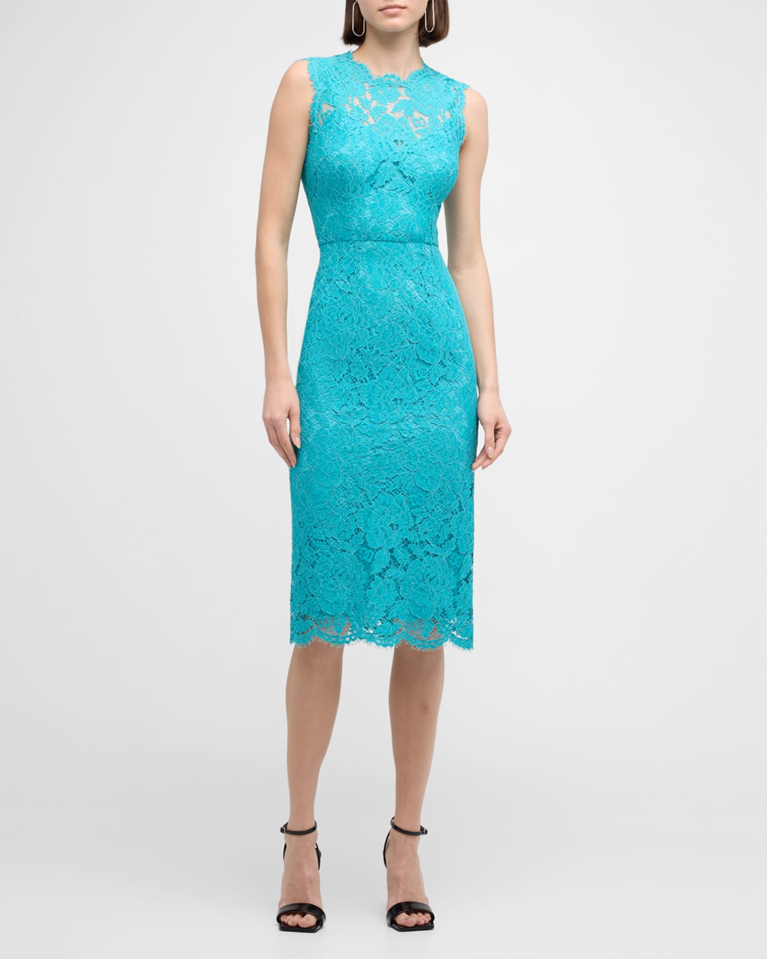 Dolce&Gabbana Floral Lace Midi Dress | Neiman Marcus