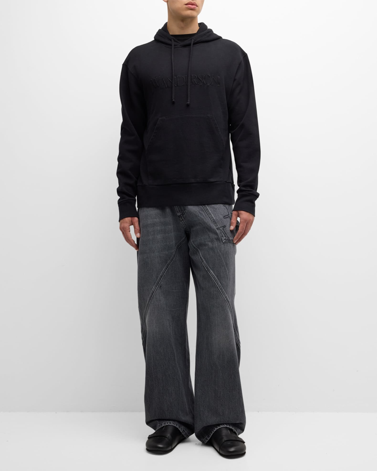 JW Anderson Men's Embroidered Logo Hoodie | Neiman Marcus