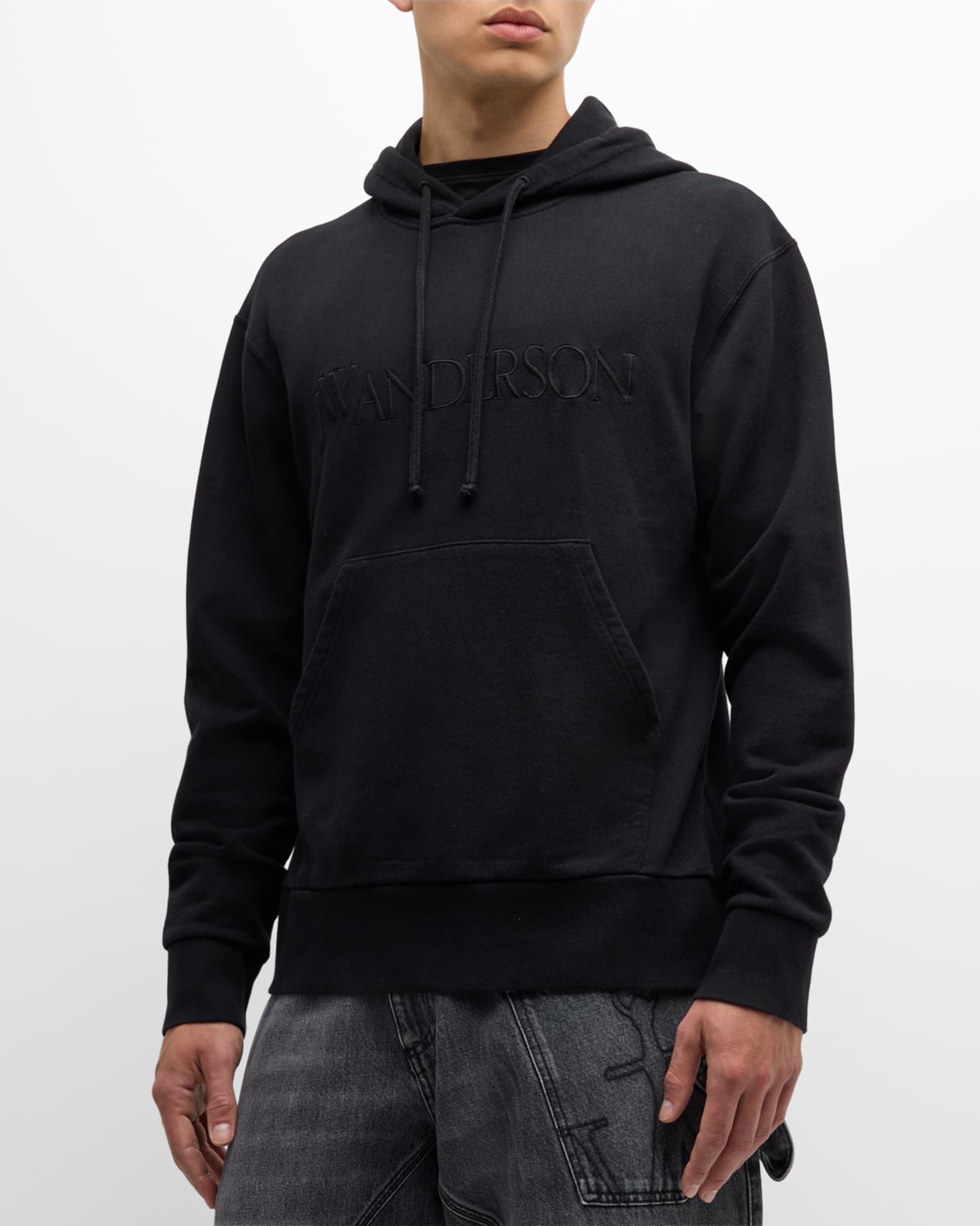 JW Anderson Men's Embroidered Logo Hoodie | Neiman Marcus