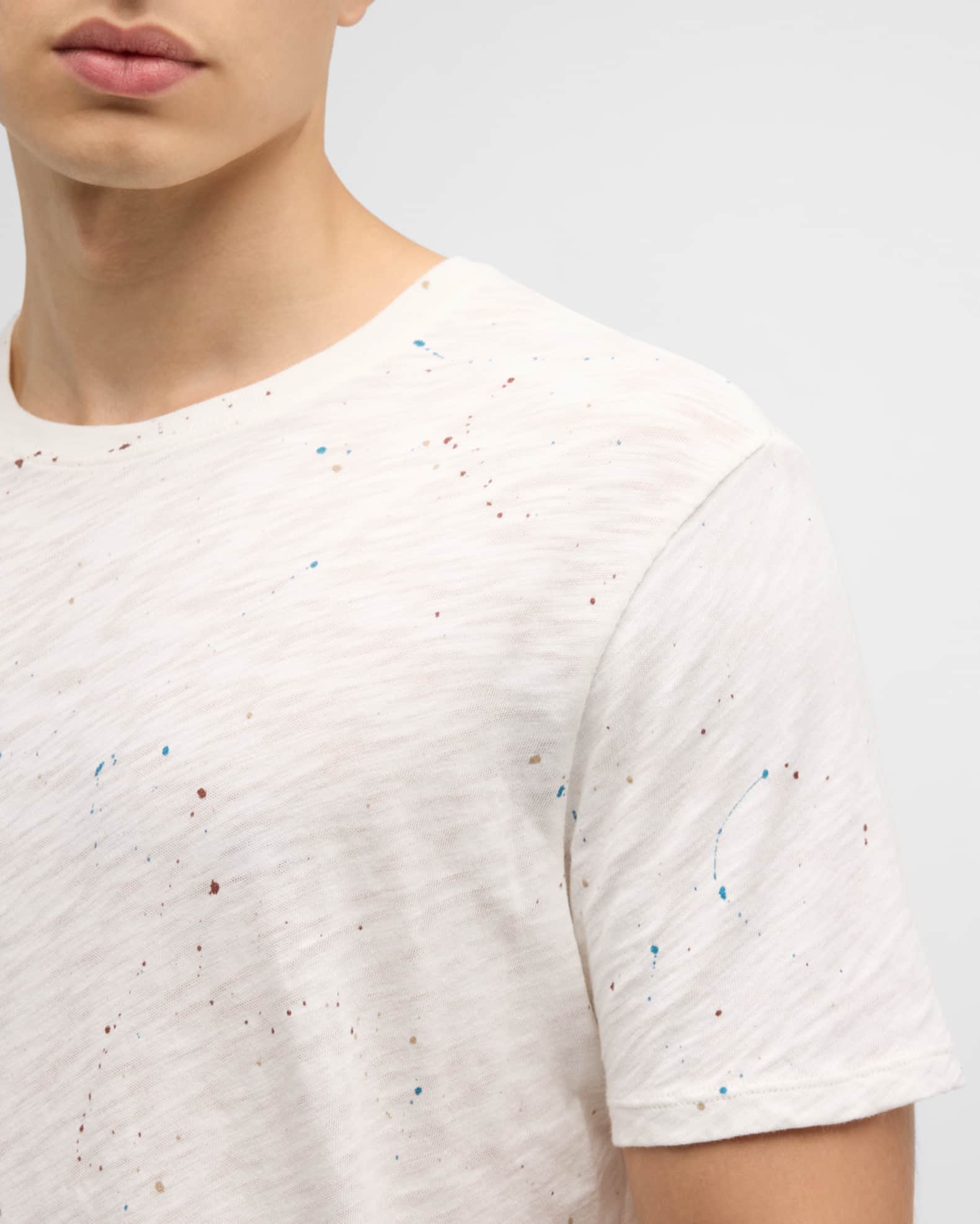 Peach Embellished Slub Jersey T Shirt