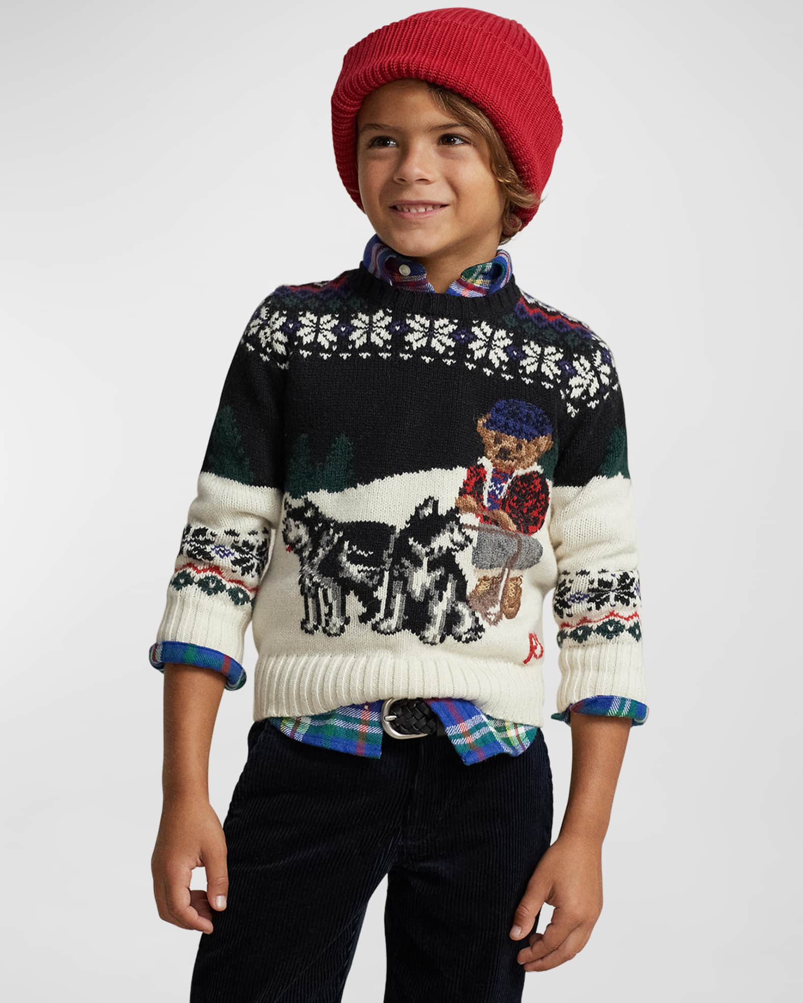 Ralph Lauren Childrenswear Boy's Fair Isle Festive Polo Bear Wool