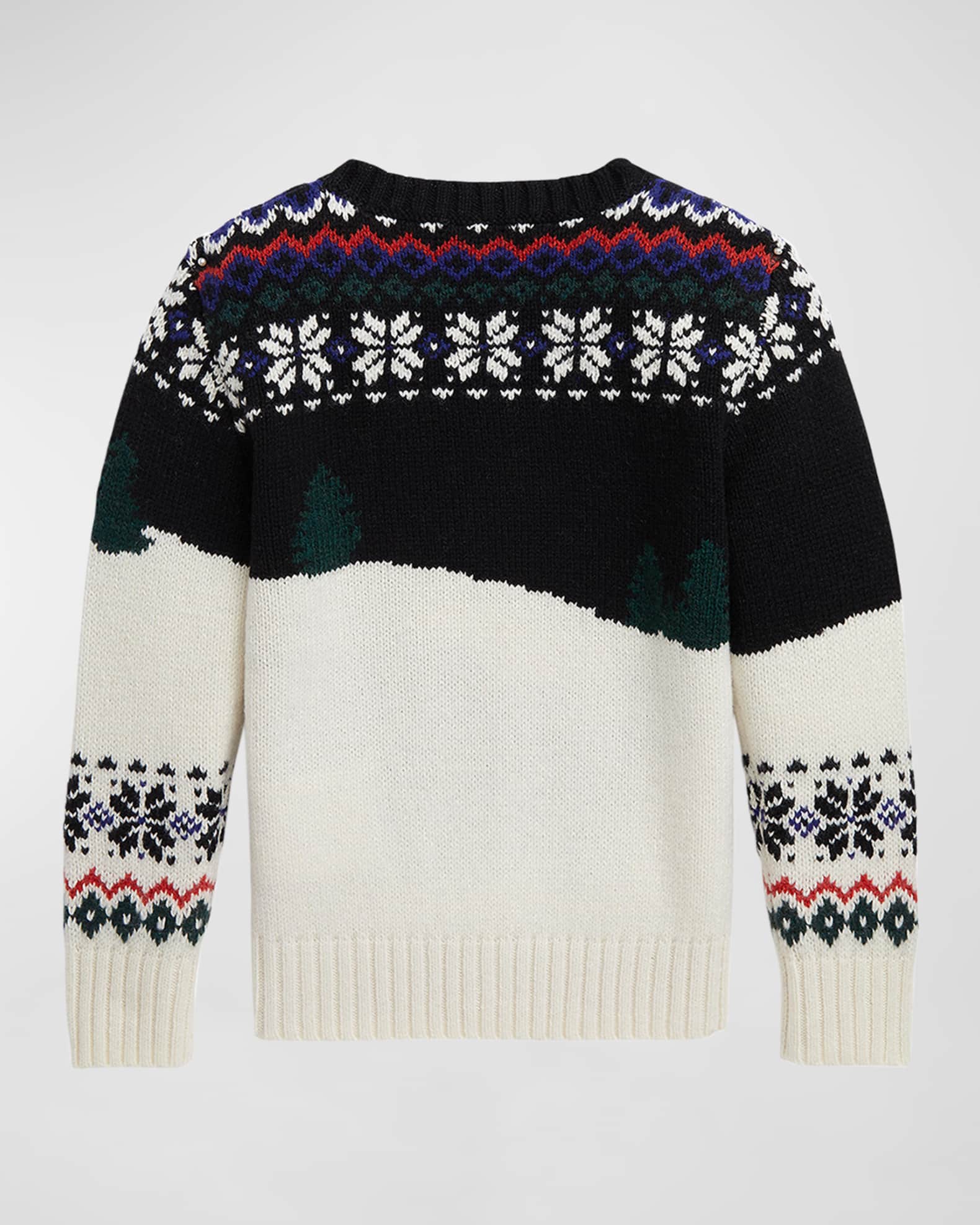Boy s Fair Isle Festive Polo Bear Wool Sweater Neiman Marcus