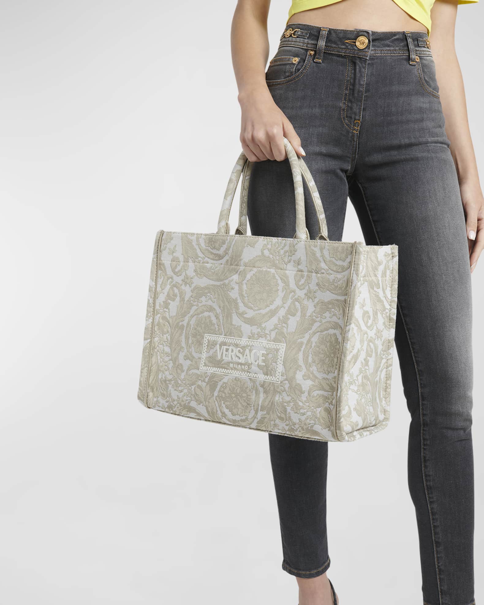Versace Athena Large Jacquard Tote Bag | Neiman Marcus Versace Athena Large Jacquard Tote Bag | Neiman Marcus