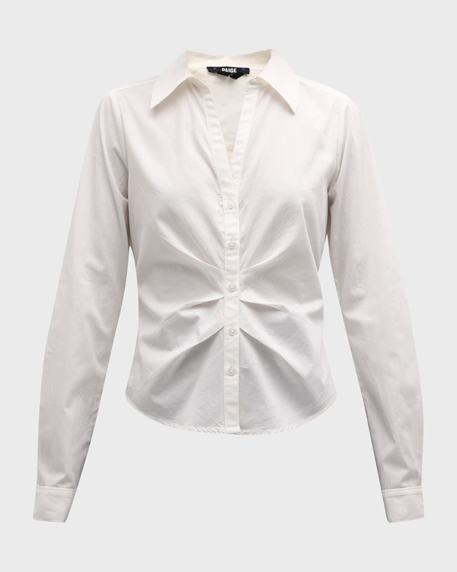 PAIGE Alera Gathered Button-Front Shirt | Neiman Marcus