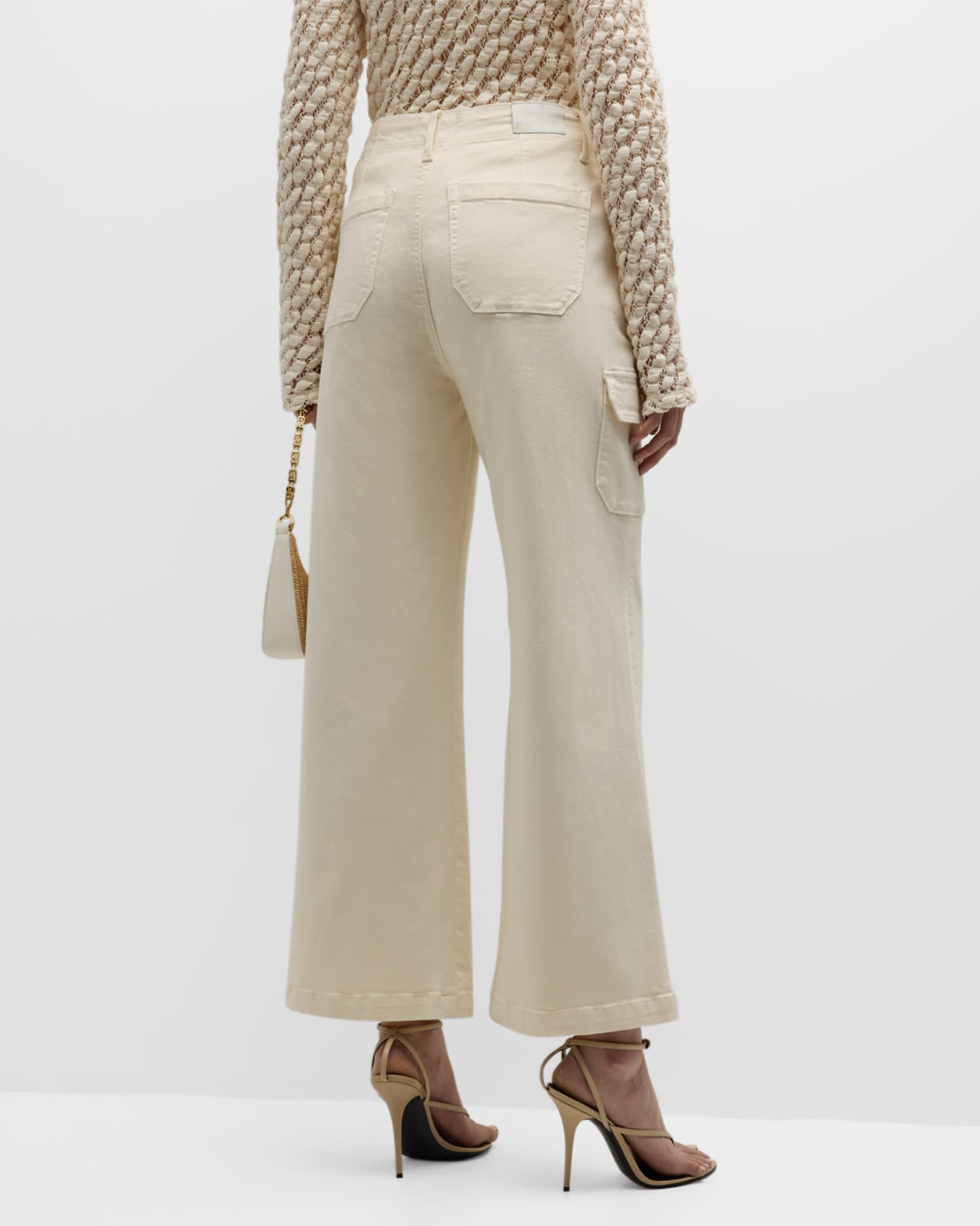 PAIGE Carly Wide-Leg Cropped Cargo Jeans | Neiman Marcus