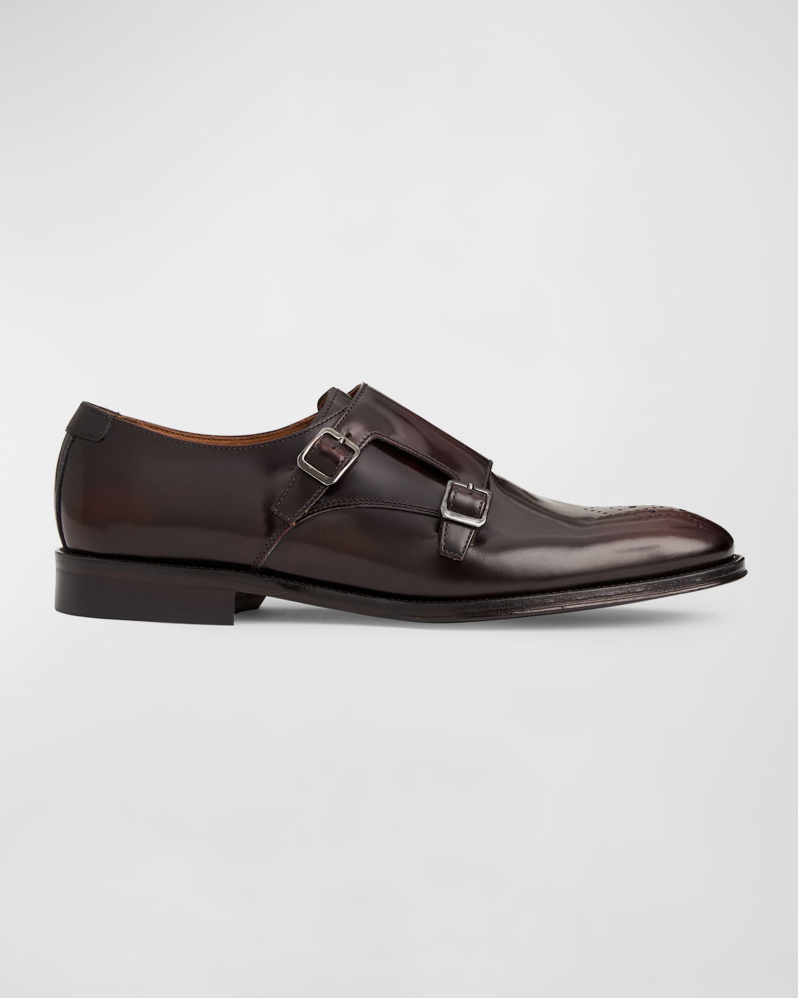Versace spazzolato leather monk strap loafer top