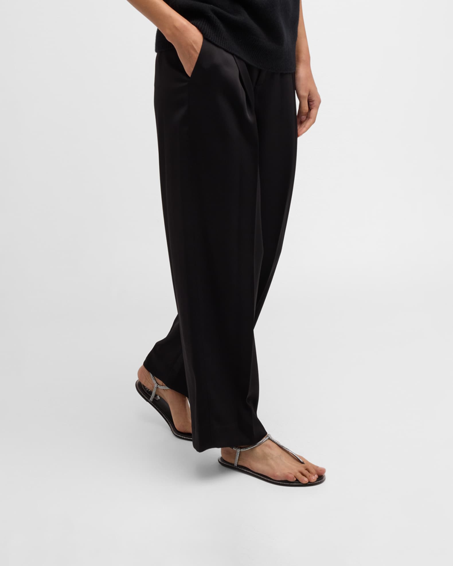 Diana Crystal T-Strap Flat Sandals 1