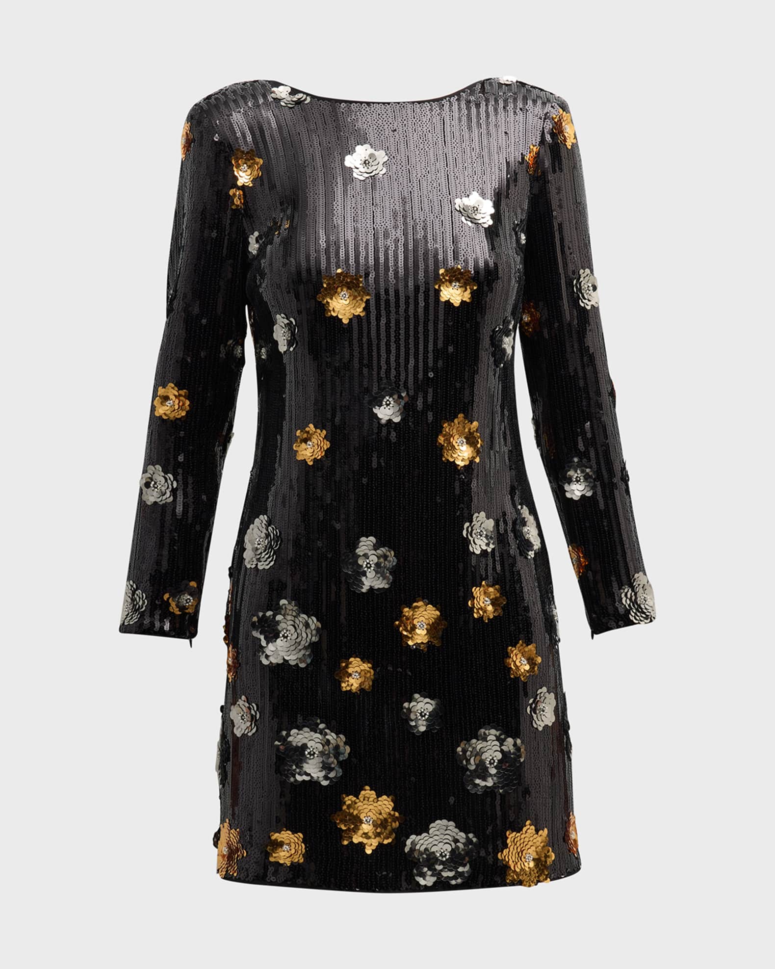 Milly Selene Bateau-Neck Floral Sequin Mini Dress | Neiman Marcus