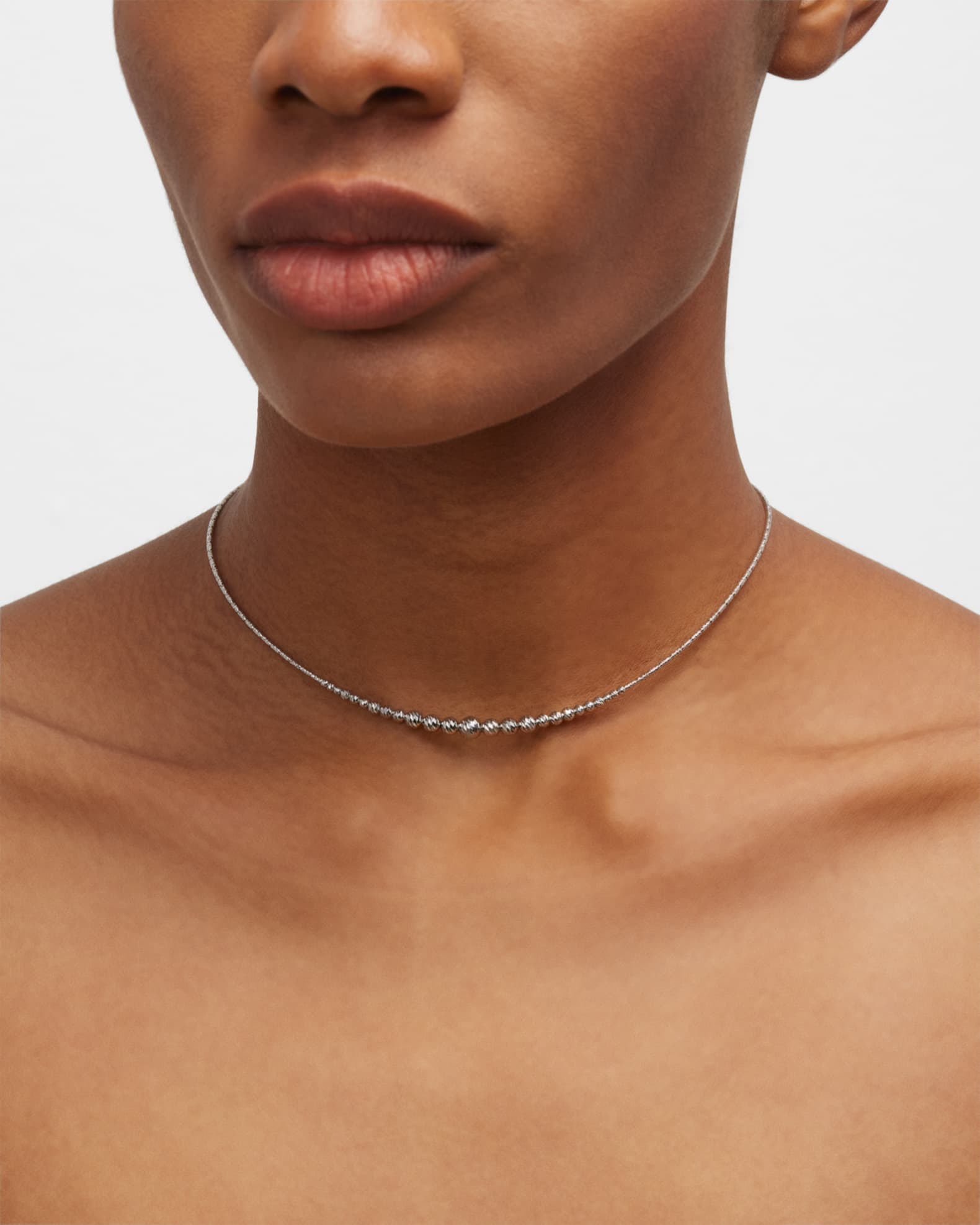 Platinum Graduated Ball Necklace 1