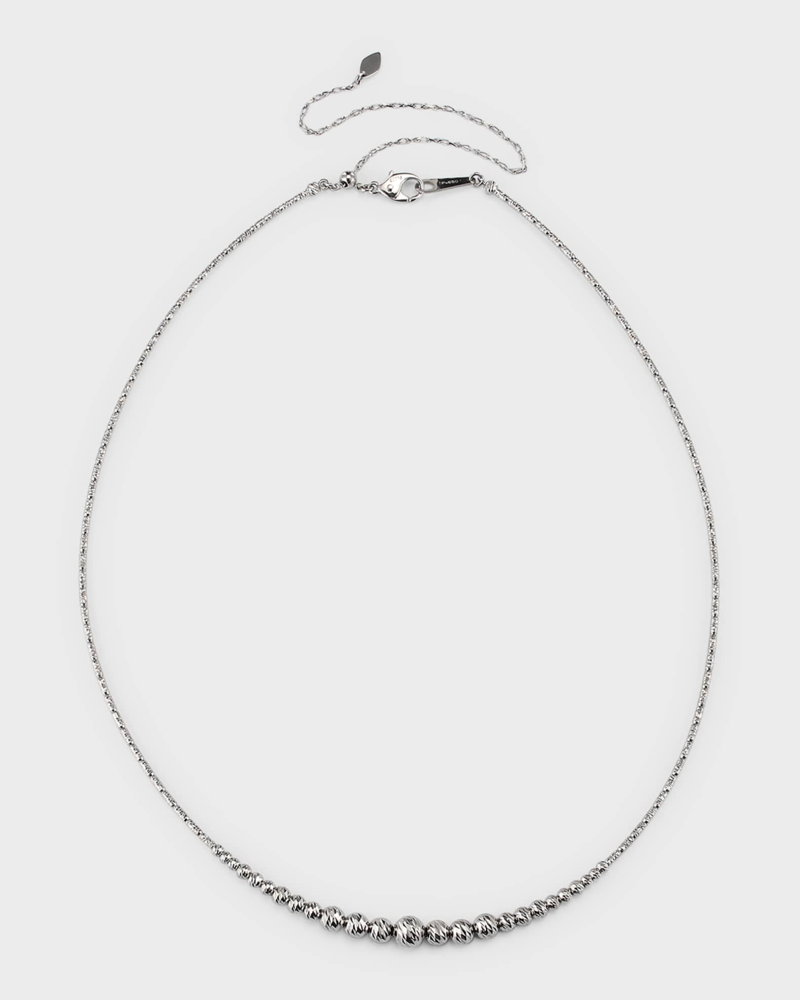 Platinum Graduated Ball Necklace 0