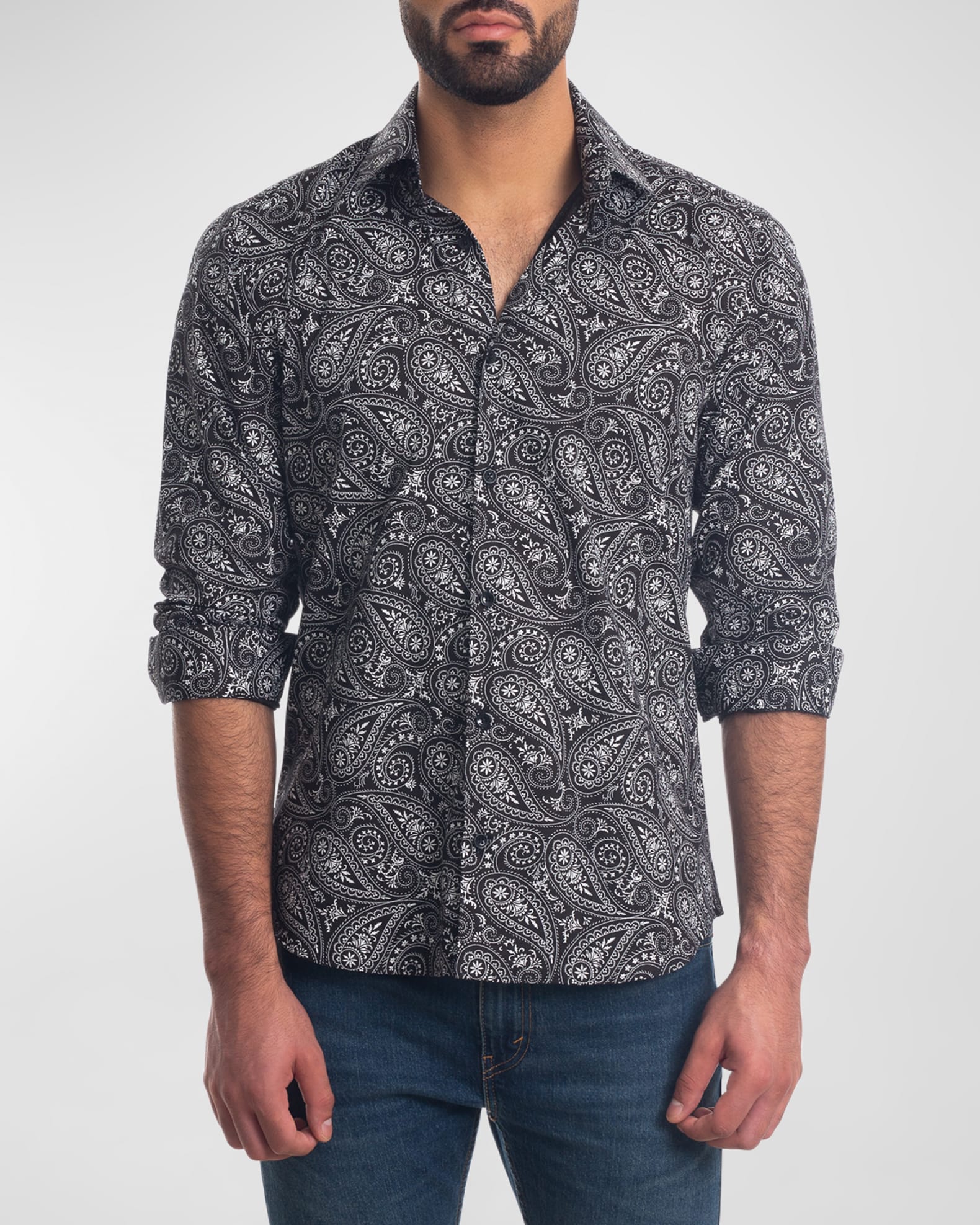 Jared Lang Men's Paisley Button-Down Shirt | Neiman Marcus