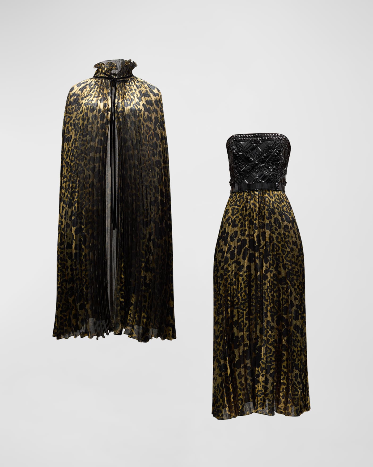 Pleated Metallic Full Cape and Dress Set main image 1