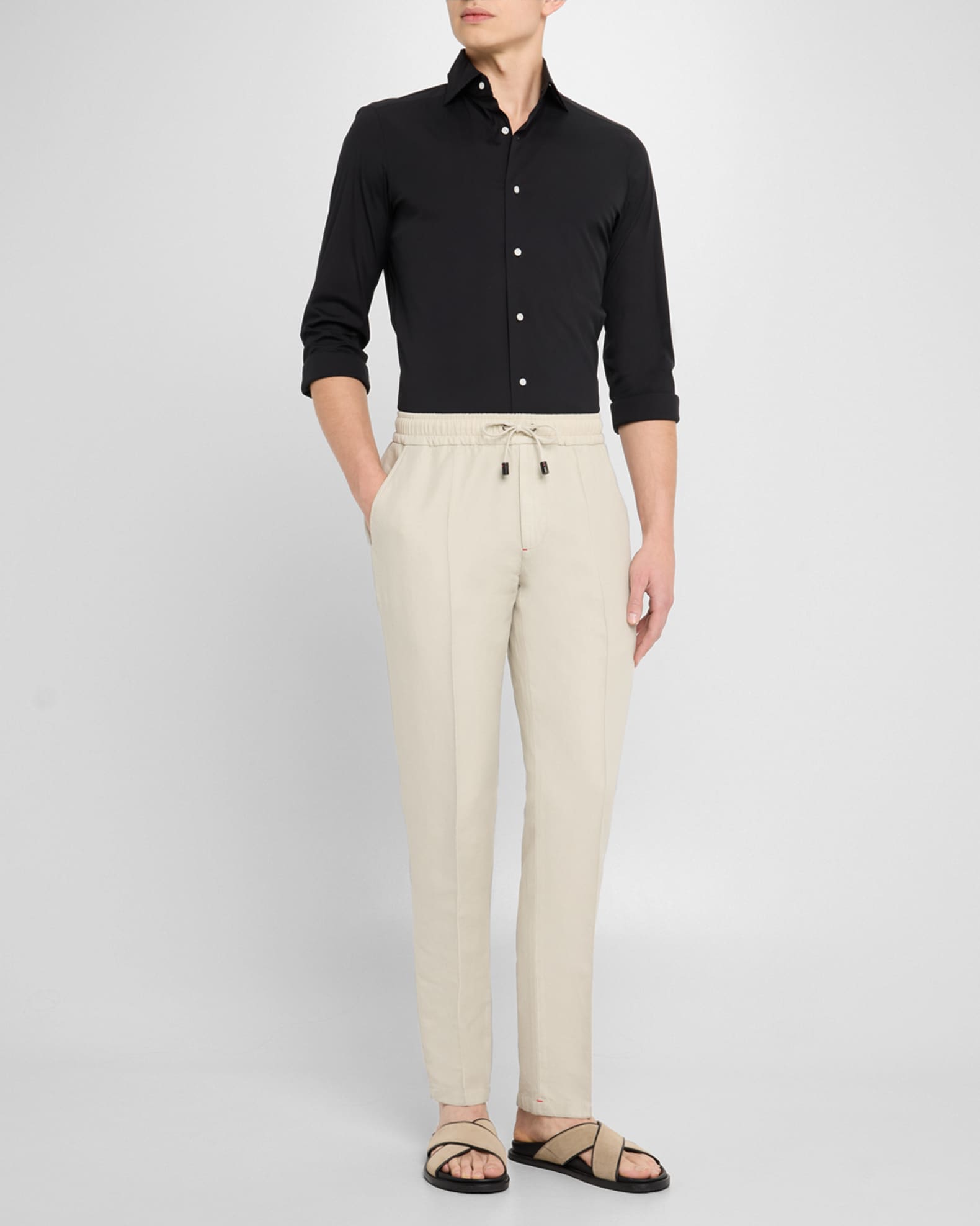 Men's Cotton-Linen Drawstring Pants 1