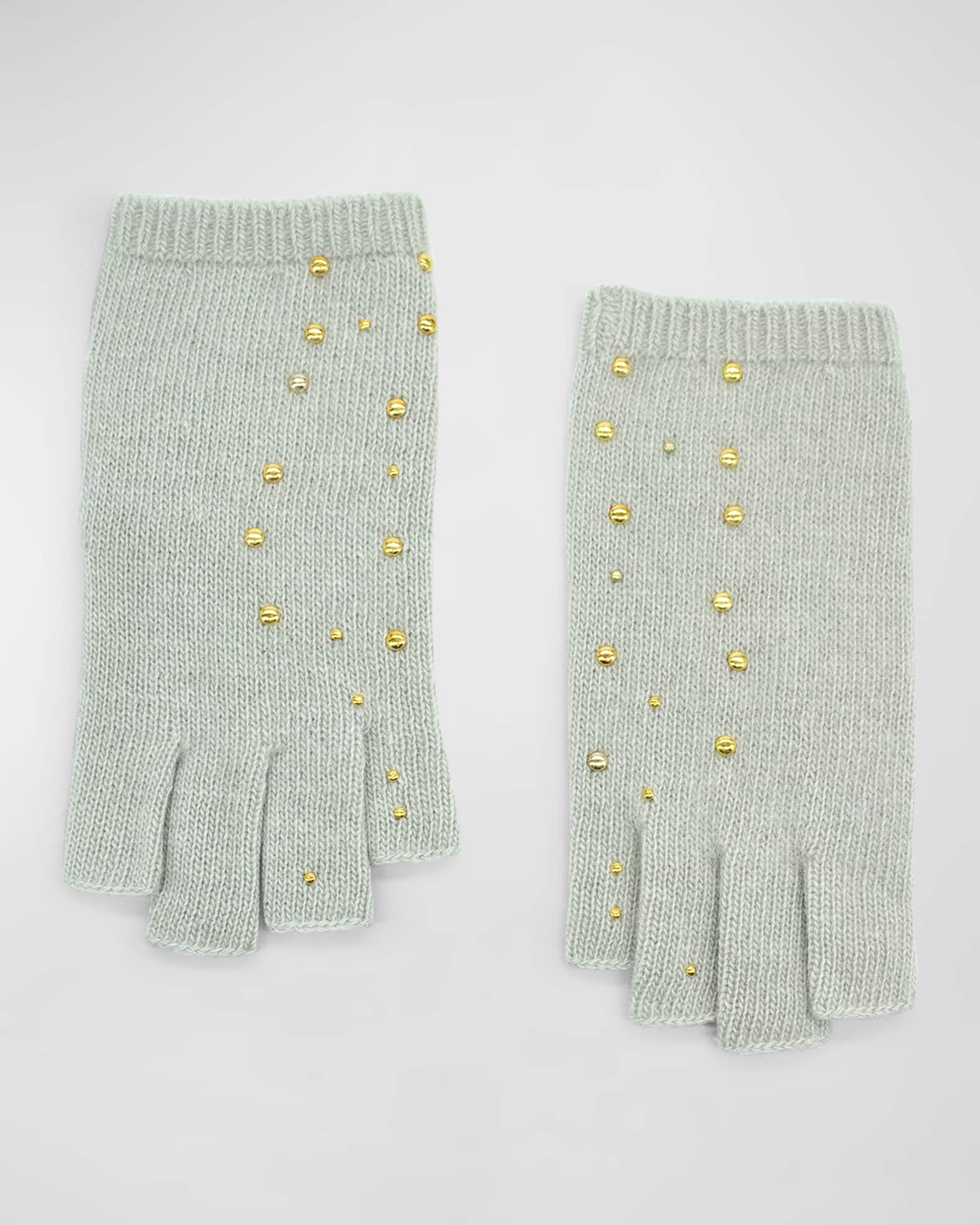 Portolano Cashmere Fingerless Gloves with Scattered Studs
