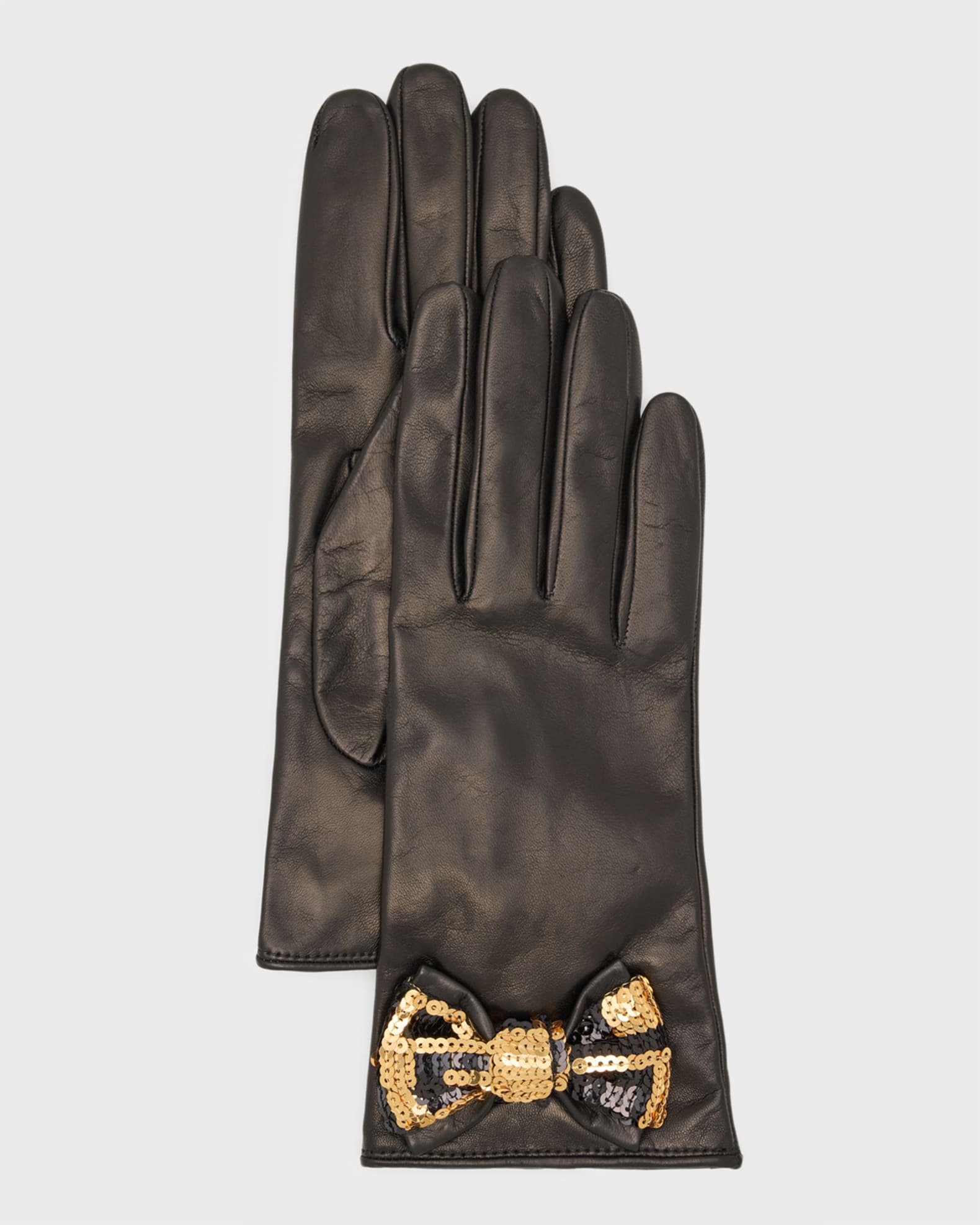 Portolano Sequin Bow Nappa Leather Gloves