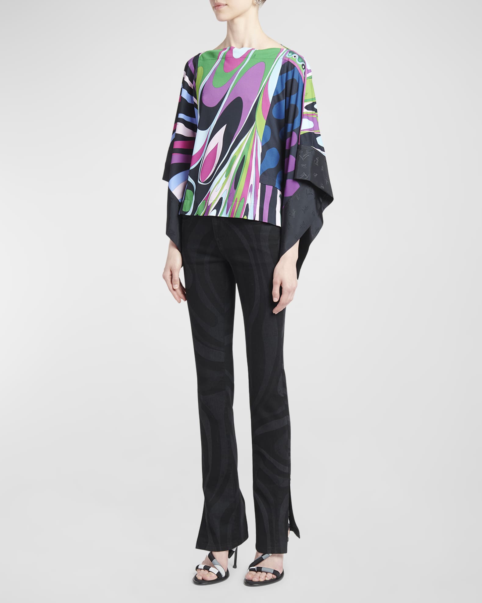 PUCCI abstract-print off-shoulder blouse - Black