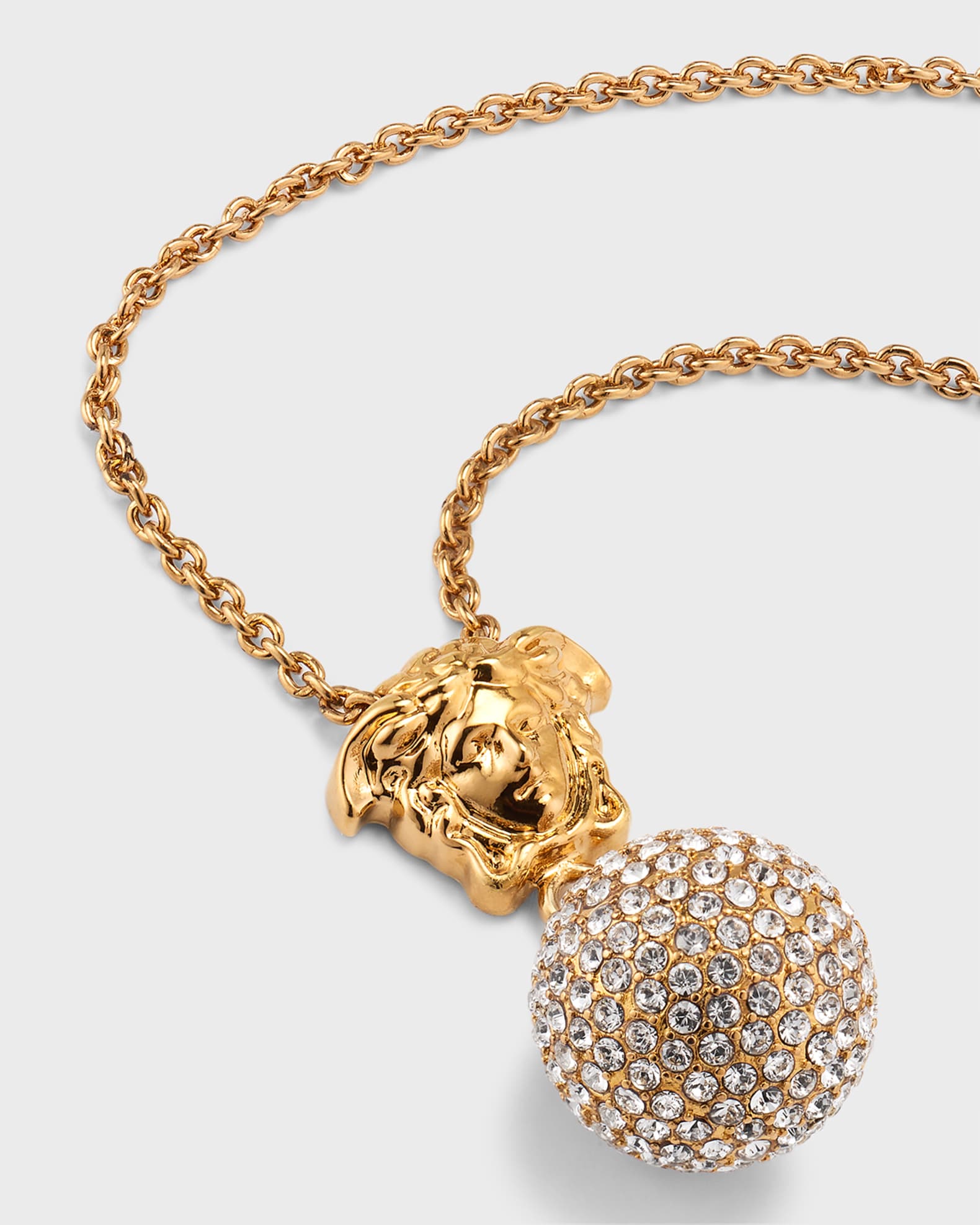【関税＆送料込み】Versace Necklace With Pendant VERSACE Necklace Black & Gold Metal Round Medusa Head