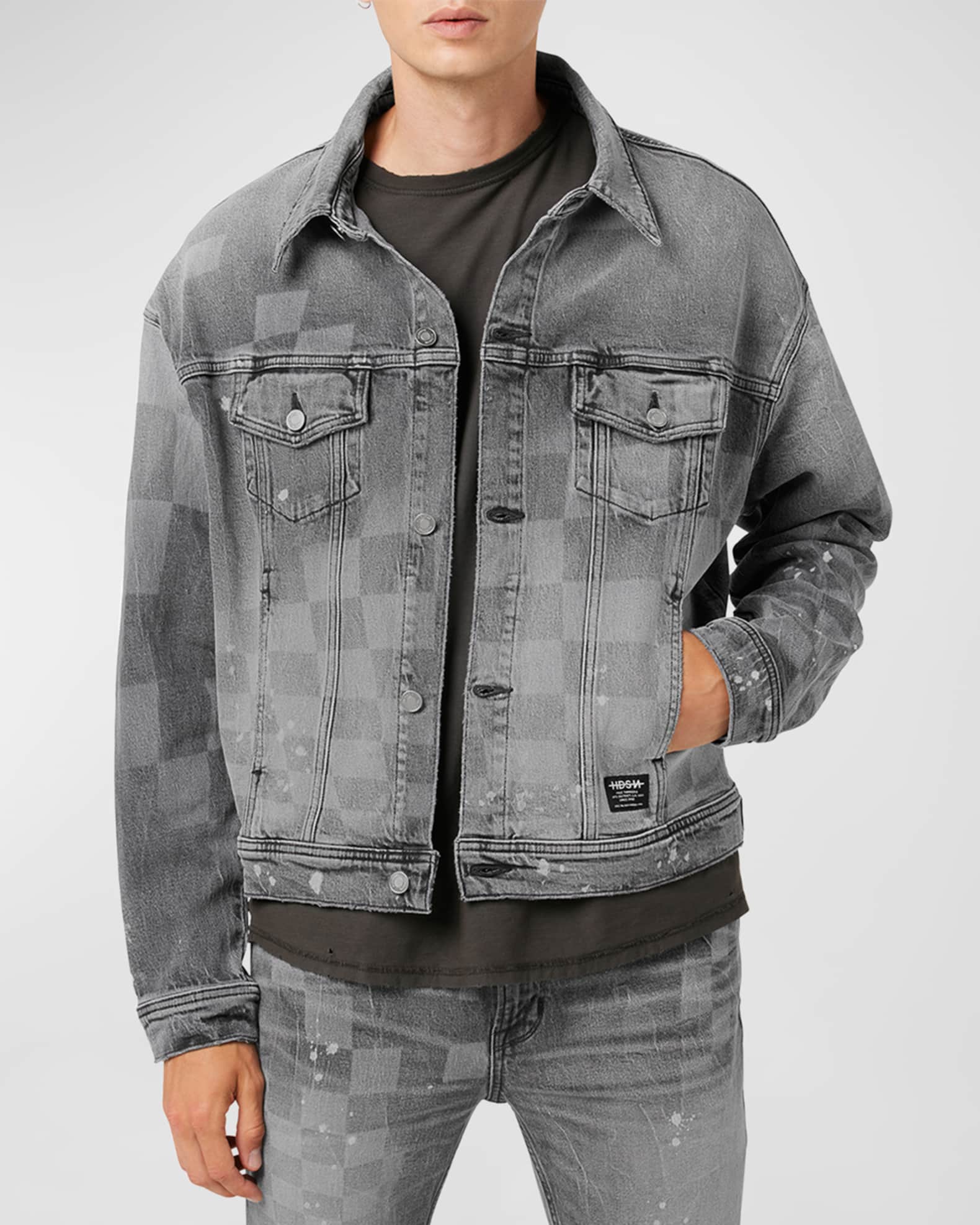Mens checked trucker jacket top