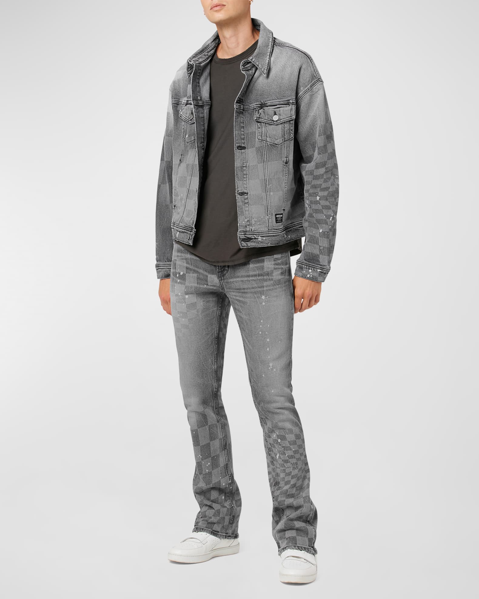 Hudson Men s Check Denim Trucker Jacket Neiman Marcus