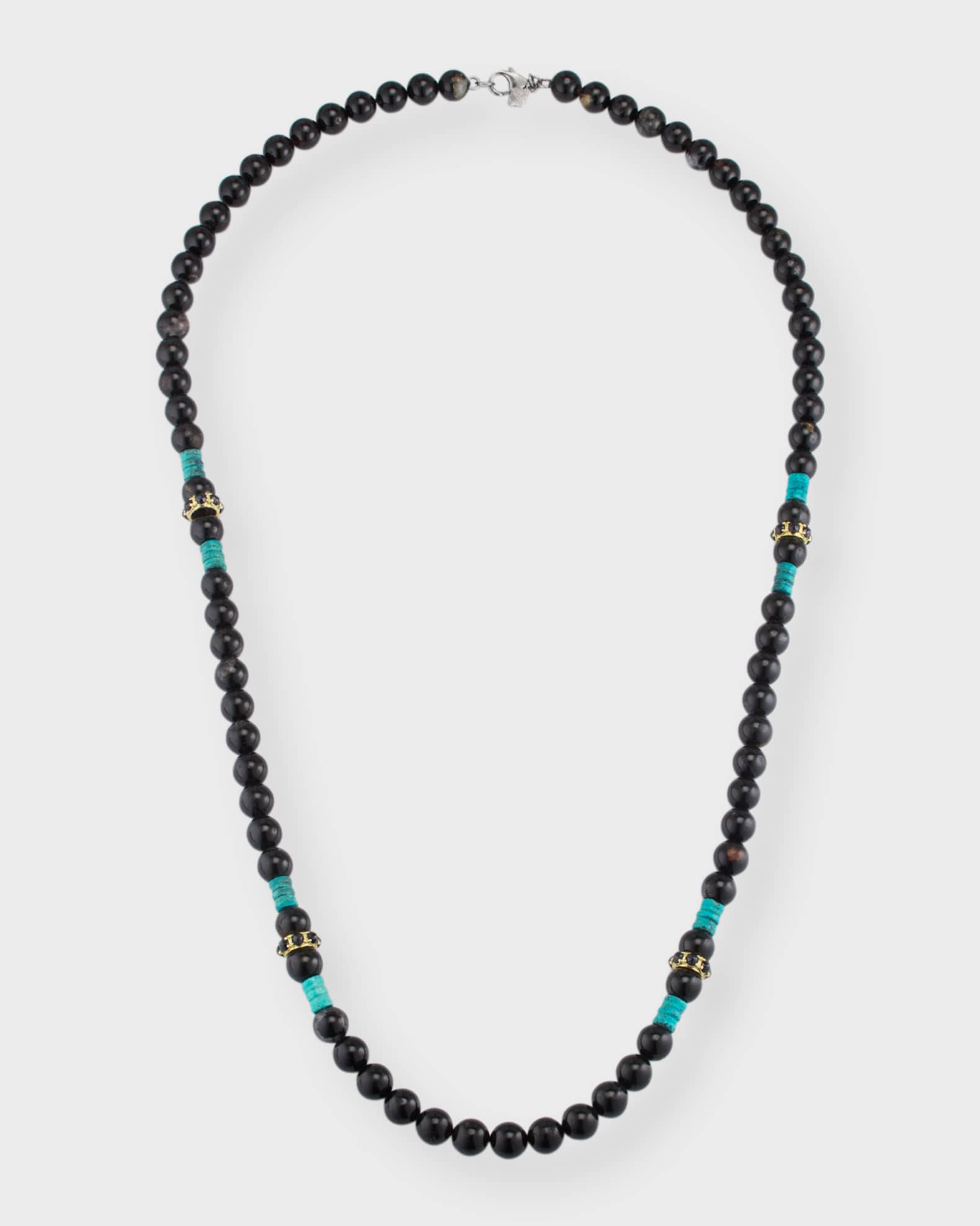 Armenta Men's Black Tourmaline Beaded Necklace with Black Sapphires — free download