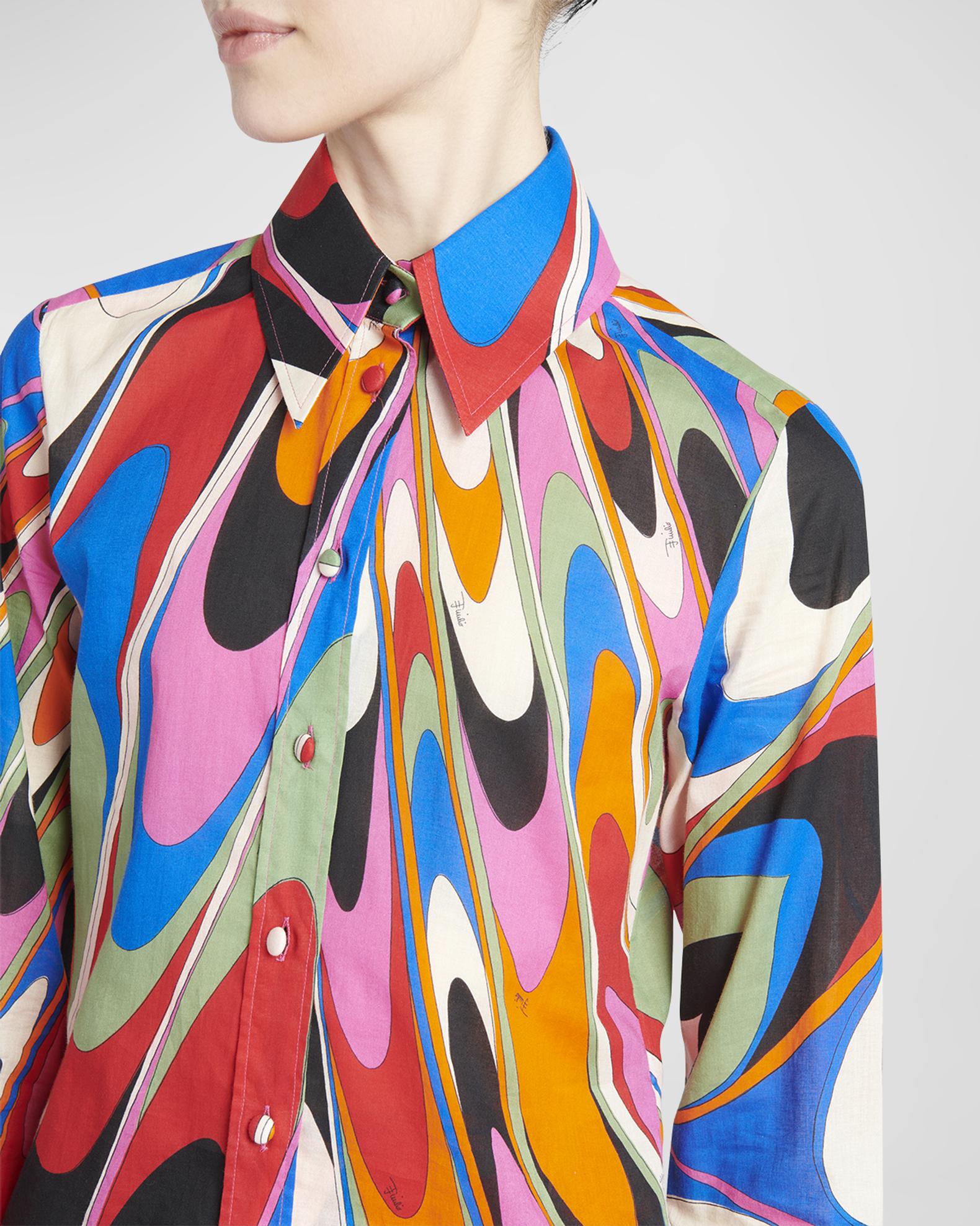 Emilio Pucci Abstract Print Collared Shirt | Neiman Marcus