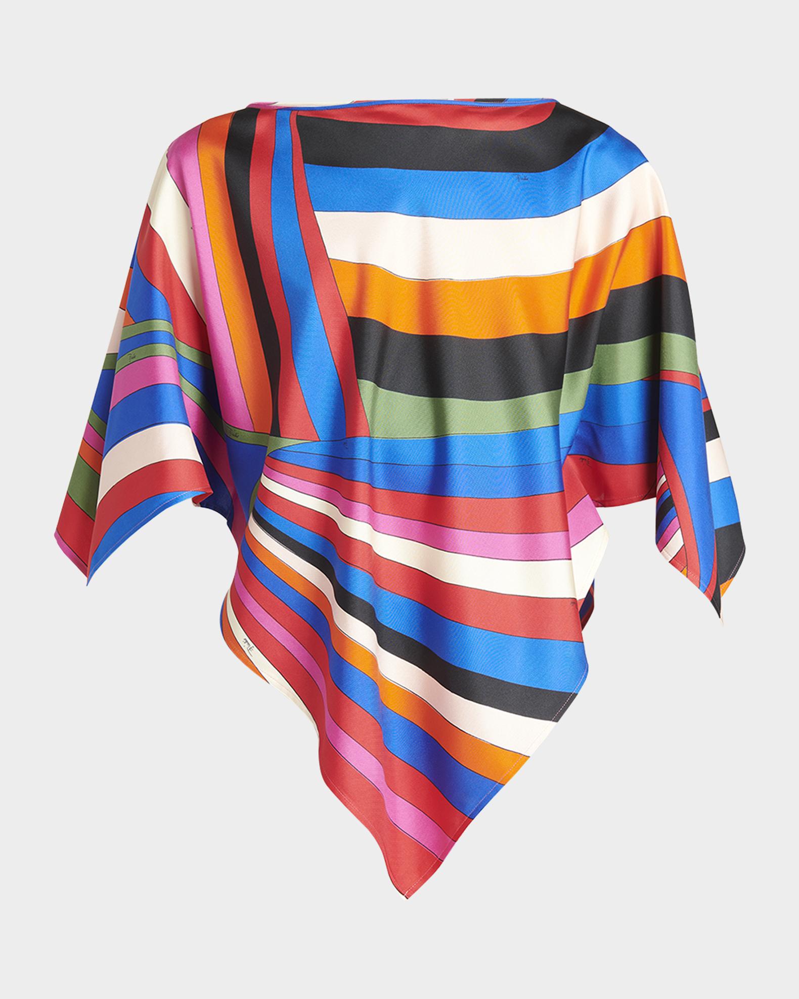 Emilio Pucci Abstract-Print Silk Scarf Blouse | Neiman Marcus