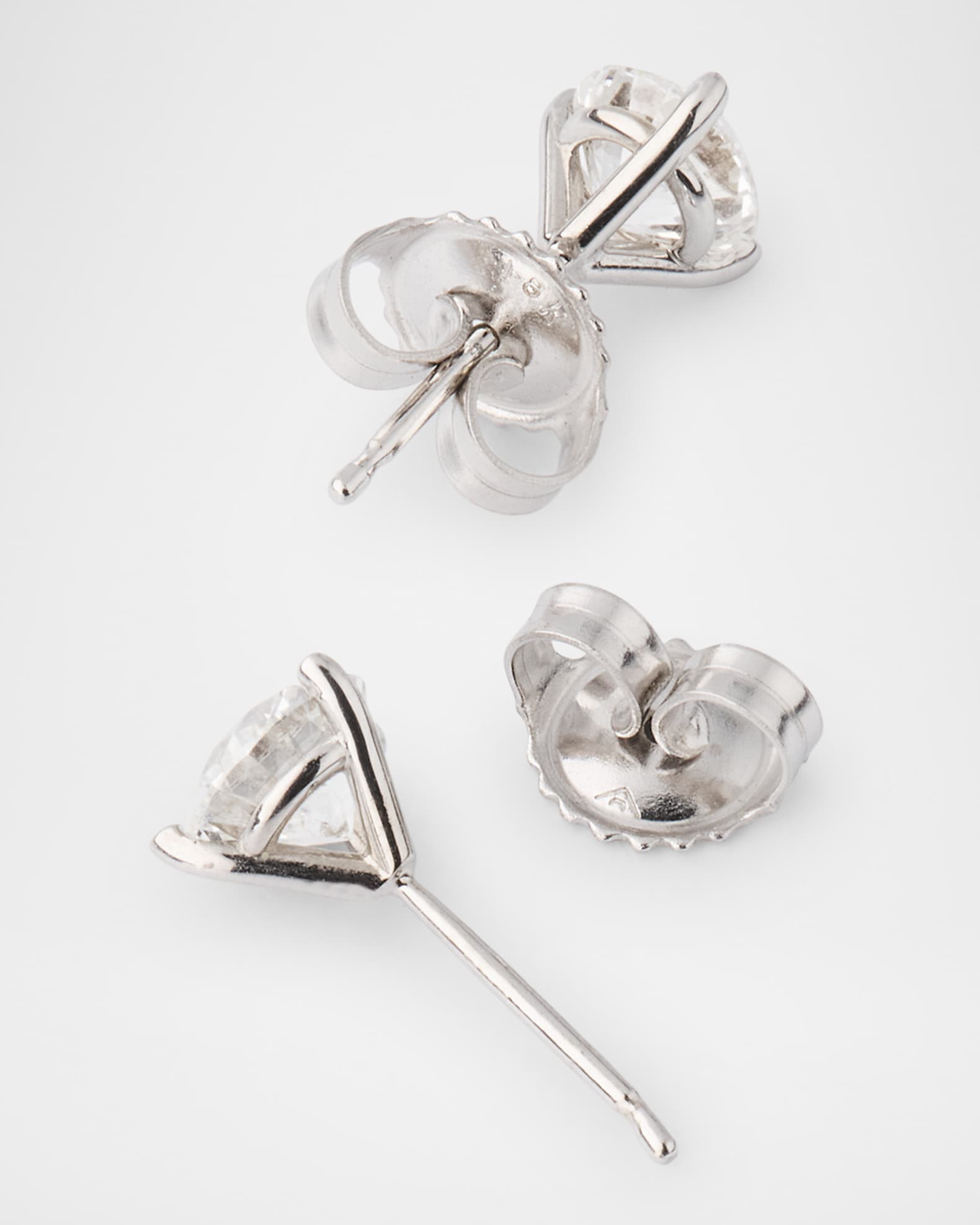 18K White Gold 3 Prong Diamond Martini Stud Earrings 1.43tcw